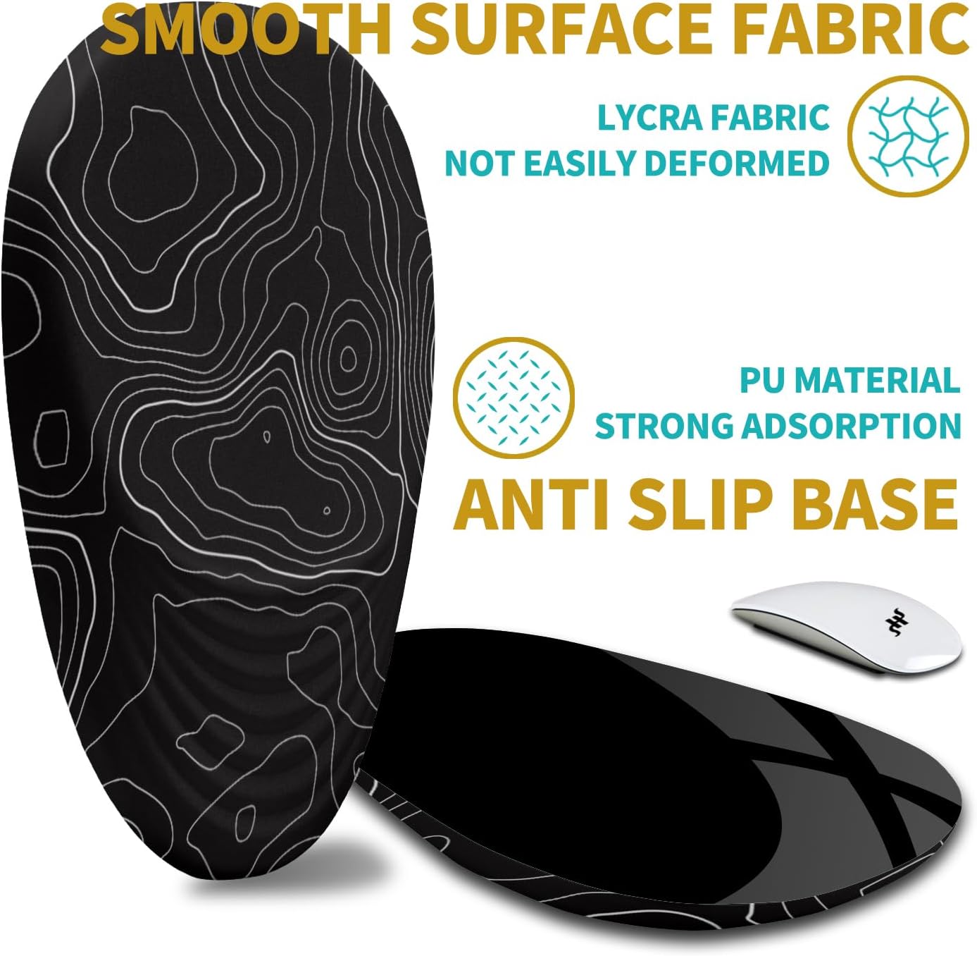 Hokafenle Ergonomic Mouse Pad Wrist Support with Stepped-wedge Design, Wrist Rest Pain Relief Mousepad Filled with Memory Foam, Carpal Tunnel Mousepad for Wireless Mouse(12x8 inch, Topographical Line)