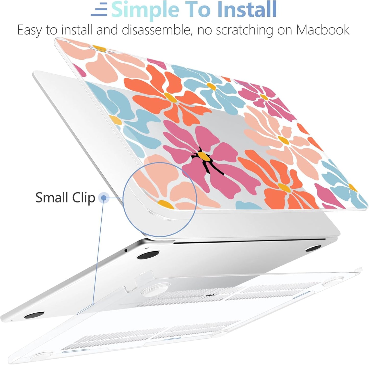 MEEgoodo Case for MacBook Air M4/M3/M2 13.6 inch 2025 2024 2022, Fit Model A3240 A3113 A2681, Compatible with MacBook Air 13 inch, Laptop Hard Shell Case with Keyboard Cover, Minimalist Style Floral