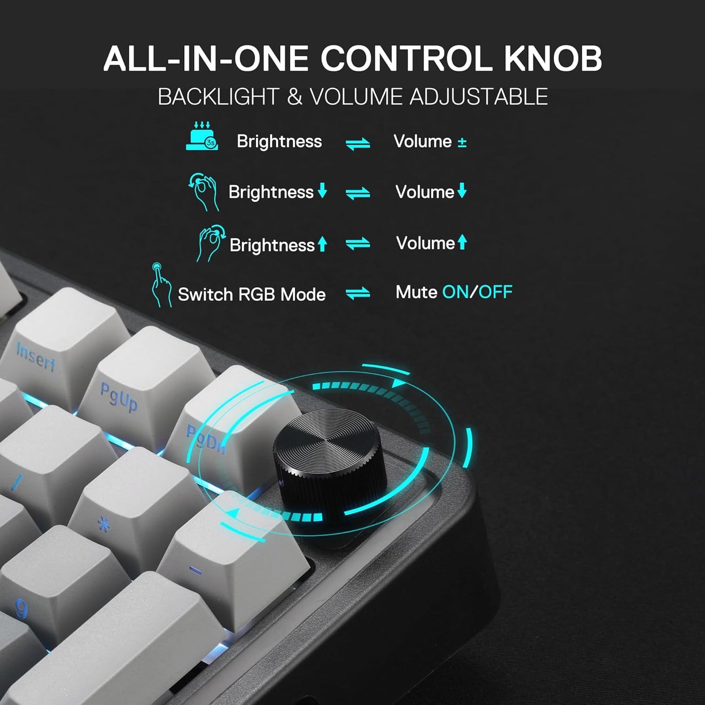 Redragon K686 PRO 98 Keys Wireless Gasket RGB Gaming Keyboard, 3-Mode PBT Mechanical Keyboard w/Hot-Swap South-Facing RGB Socket, Dedicated Knob Control & 5-Layer Noise Dampening, Gradient PBT Keycaps
