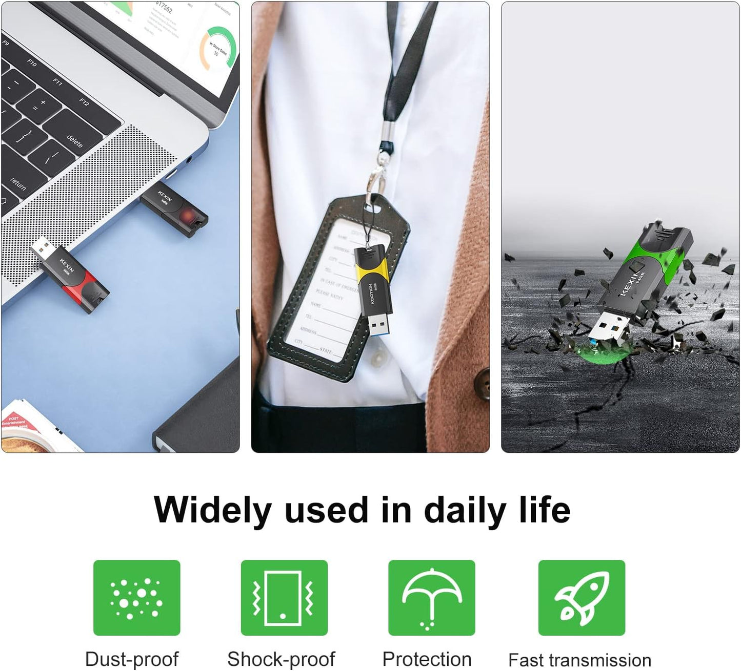 KEXIN Flash Drive 64GB Thumb Drive 5 Pack 64 GB USB Flash Drive USB 2.0 Memory Stick 64G Thumb Drives Jump Drive Data Storage (64GB, 5 Mixed Colors)