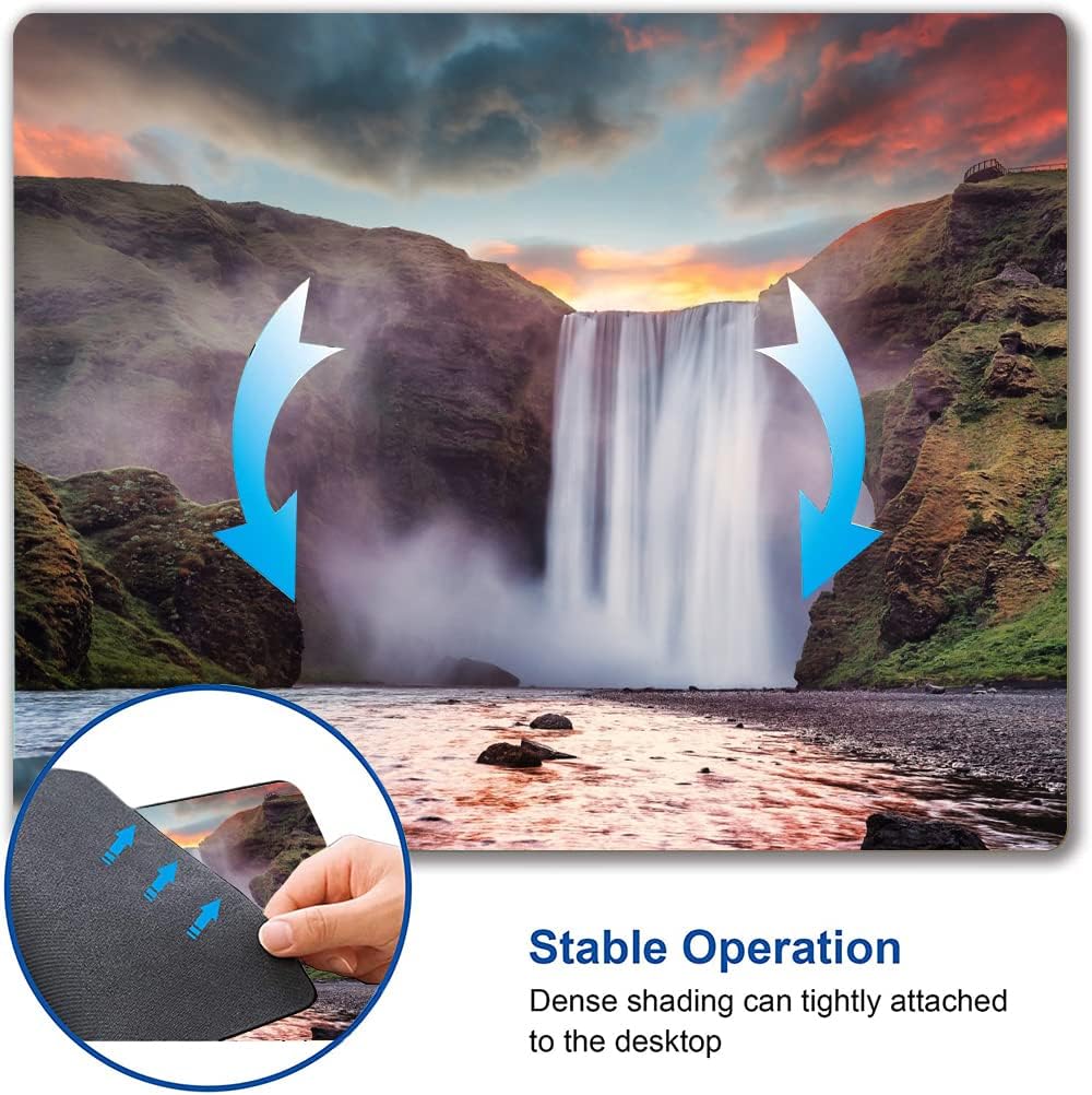 Hokafenle Mouse Pad, Waterfall Mouse Pad, Falls Mouse Pads for Desk, Office Non-Slip Rubber Base Square Wireless Mousepad for Laptop