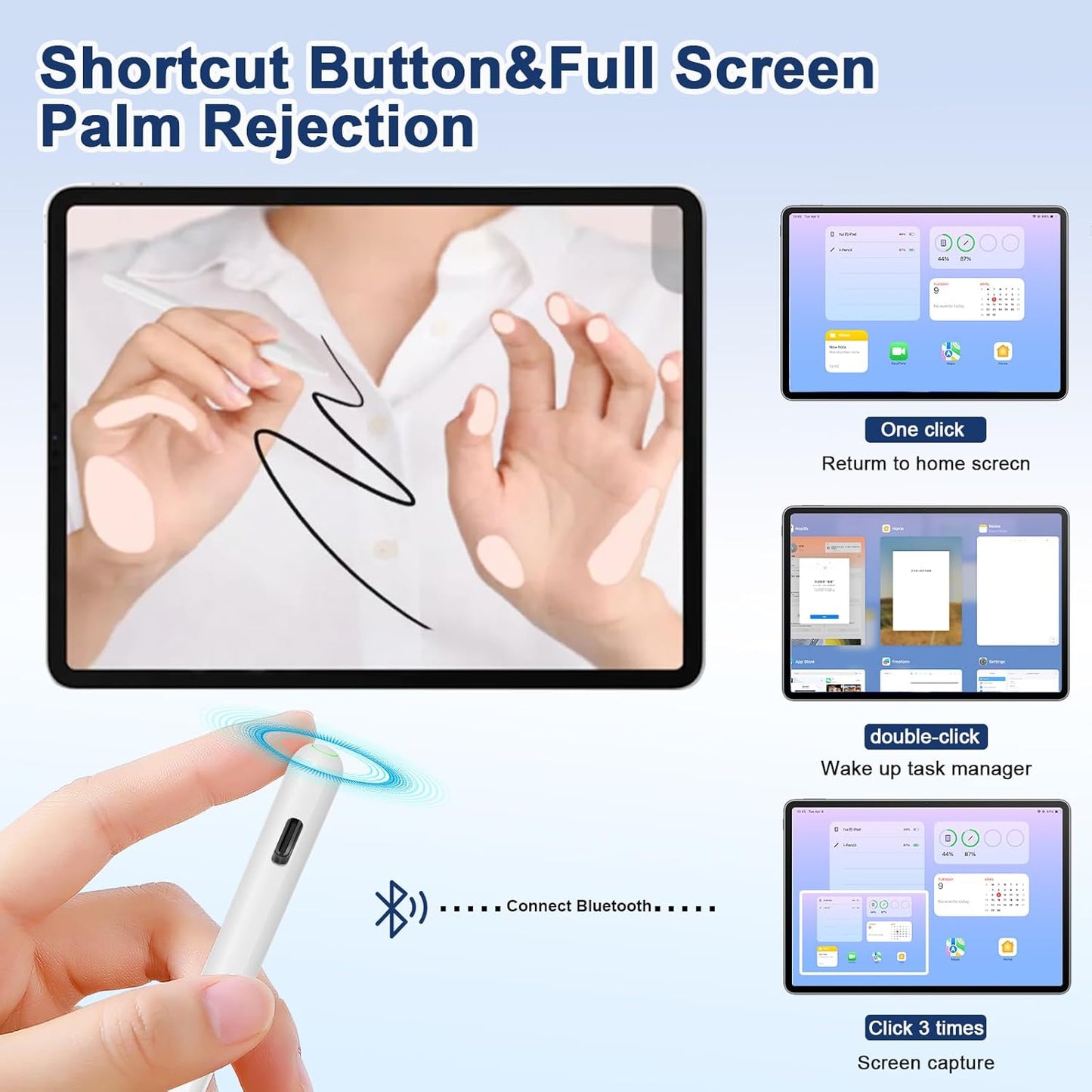 Pencil 2nd Generation for iPad 2018-2024 with Magnetic Wireless Charging Compatible with Apple iPad Pro 13”(M4)/12.9”/11”,iPad Air 6(M2)/5/4/3,iPad mini 7(A17 Pro)/6/5,iPad10/9/8/7/6 White