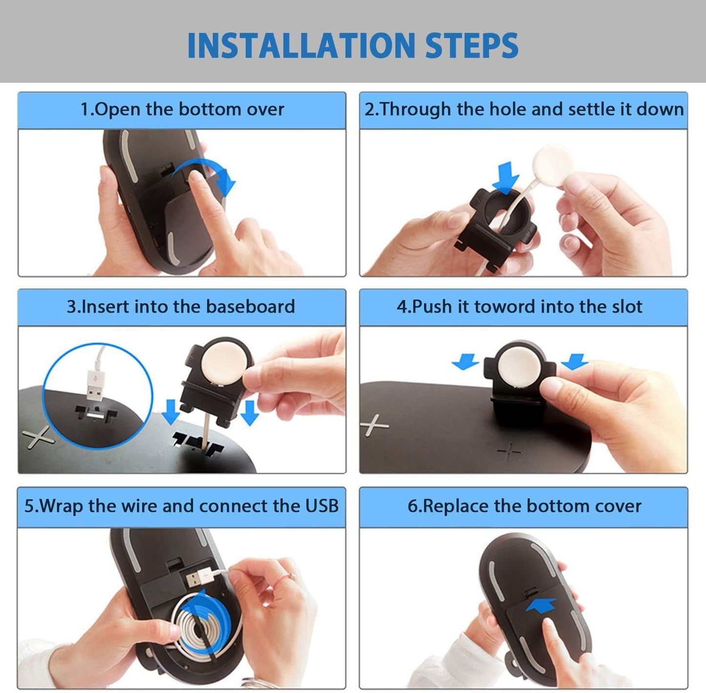 Seacosmo Wireless Charger, 3 in 1 Qi-Certified Fast Charging Station Dock for iPhone/for Samsung, for Airpods 2 3, Nightstand Docking Station for iWatch Series (Exclusive of for iWatch Cable), Black