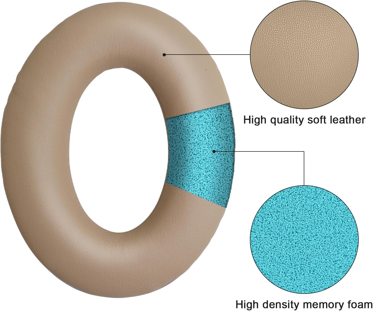 Headphones Replacement Ear Pads,for Bose Quietcomfort QC35 35 ii Ear Pads with Softer Leather, Noise Isolation Foam-Khaki