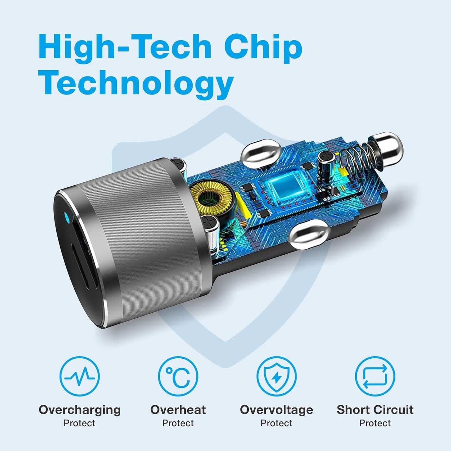 MOCA 38W Fast Car Charger, Dual Port USB C Power Delivery All Metal Lighter PD/ QC3.0 Car Charger with 2 Pack PD Lightning Cord Quick Charging for iPhone 16 15, Samsung Galaxy S25 S24, Pixel, Android