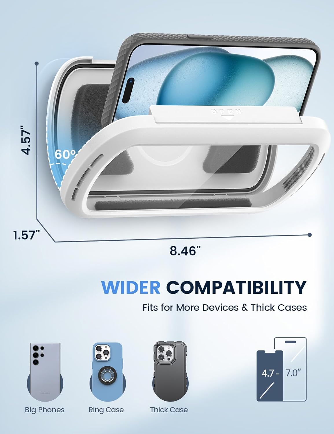 Lamicall [Enhanced Sound Quality Shower Phone Holder Waterproof, Speaker Hole & 480° Rotation Shower Case Accessories, IPX6 Waterproof Wall Mount for iPhone 16 Pro Max, S25 Ultra, 4-7" Big Phones