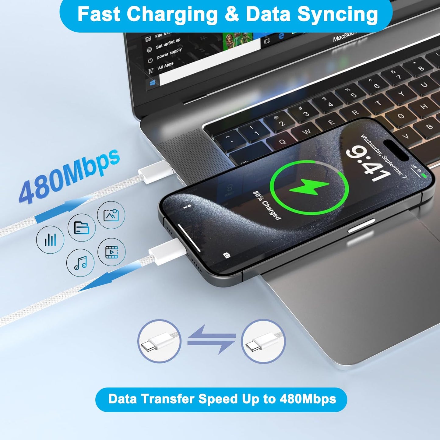 iPhone 16 15 Charger Fast Charging,iPad Fast Charger USB C Chargers Apple iPad Charger 2Pack 6FT Type C USBC to C Woven Cable Cord Block for iPad Pro 12.9/13/11inch,iPad Air,iPad Mini 6/7th,iPad 10/11