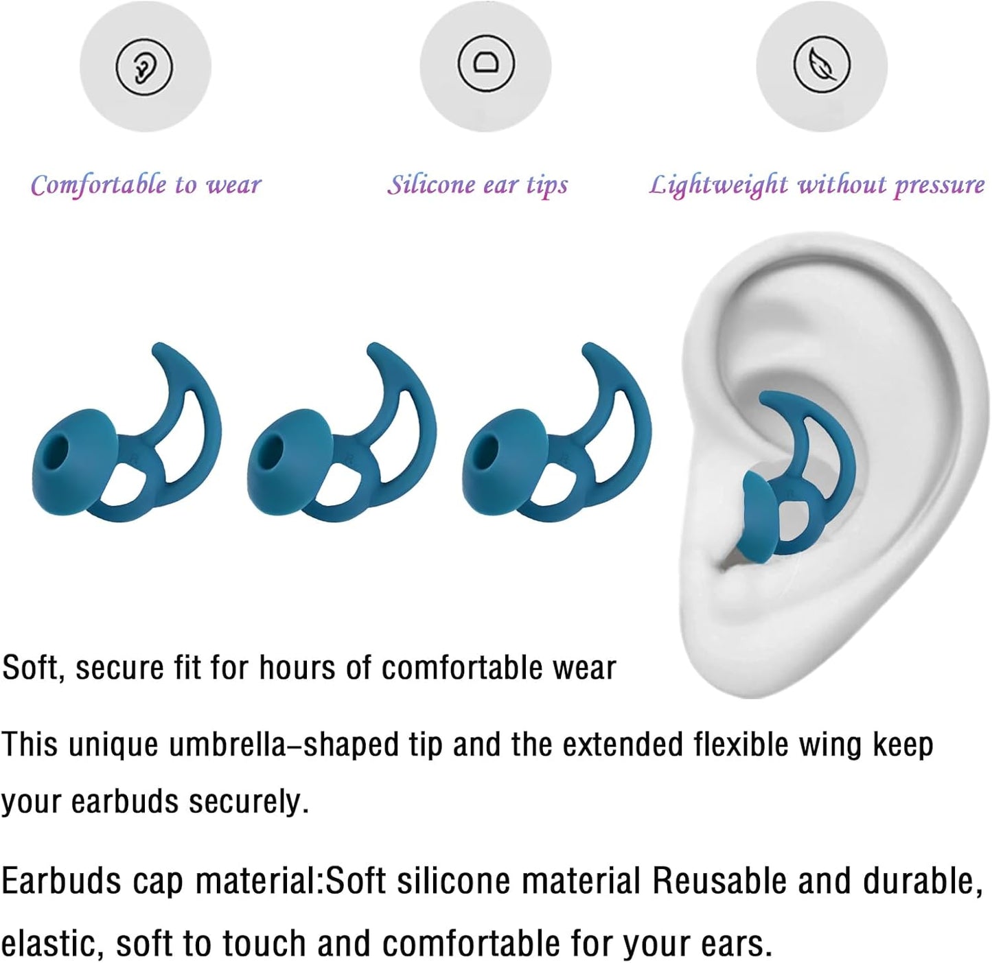 Medium Earbud Tips Silicone Replacement Ear Tips Compatible with Bose Quietcomfort and Sport Headphone Rubber Tips Earbud Cap 3 Pairs