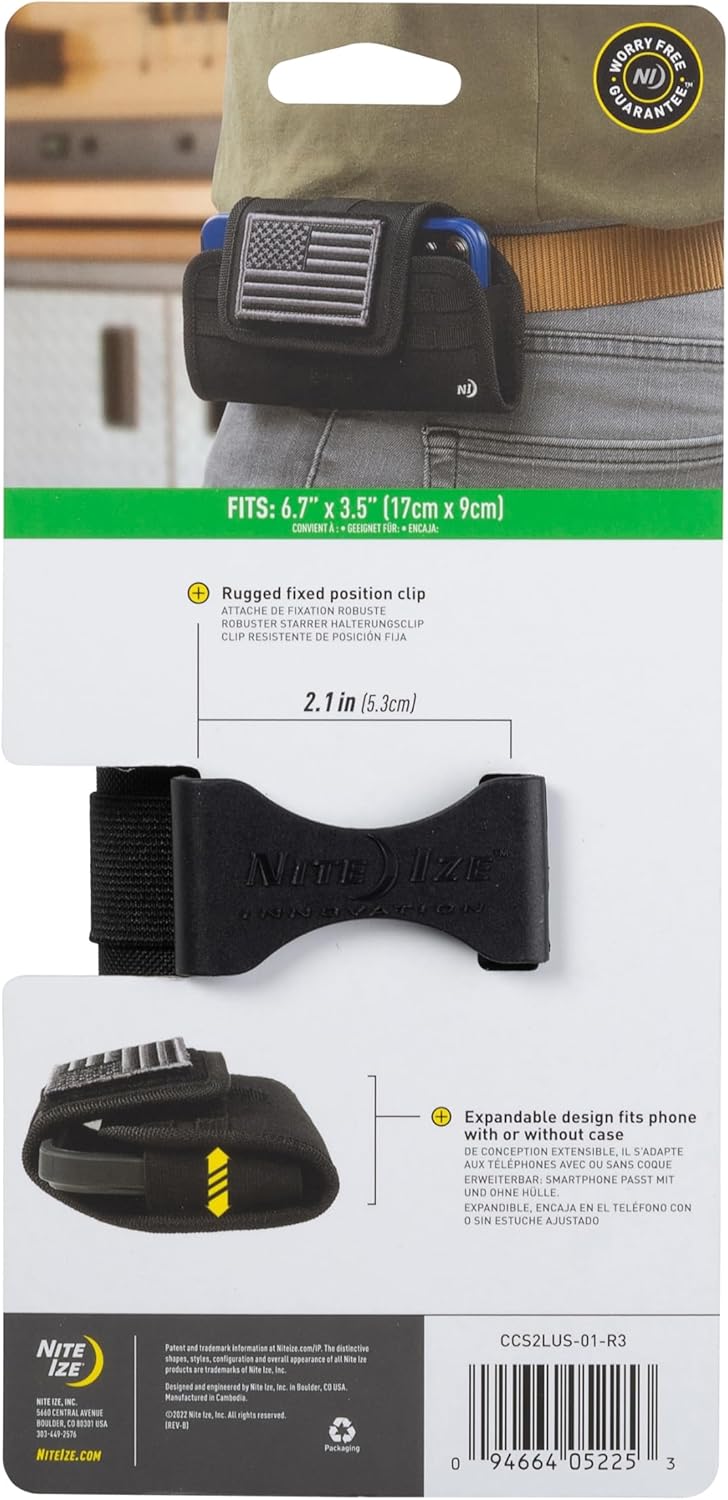 Clip Case Horizontal Universal Phone Holster - XXL - USA Patch