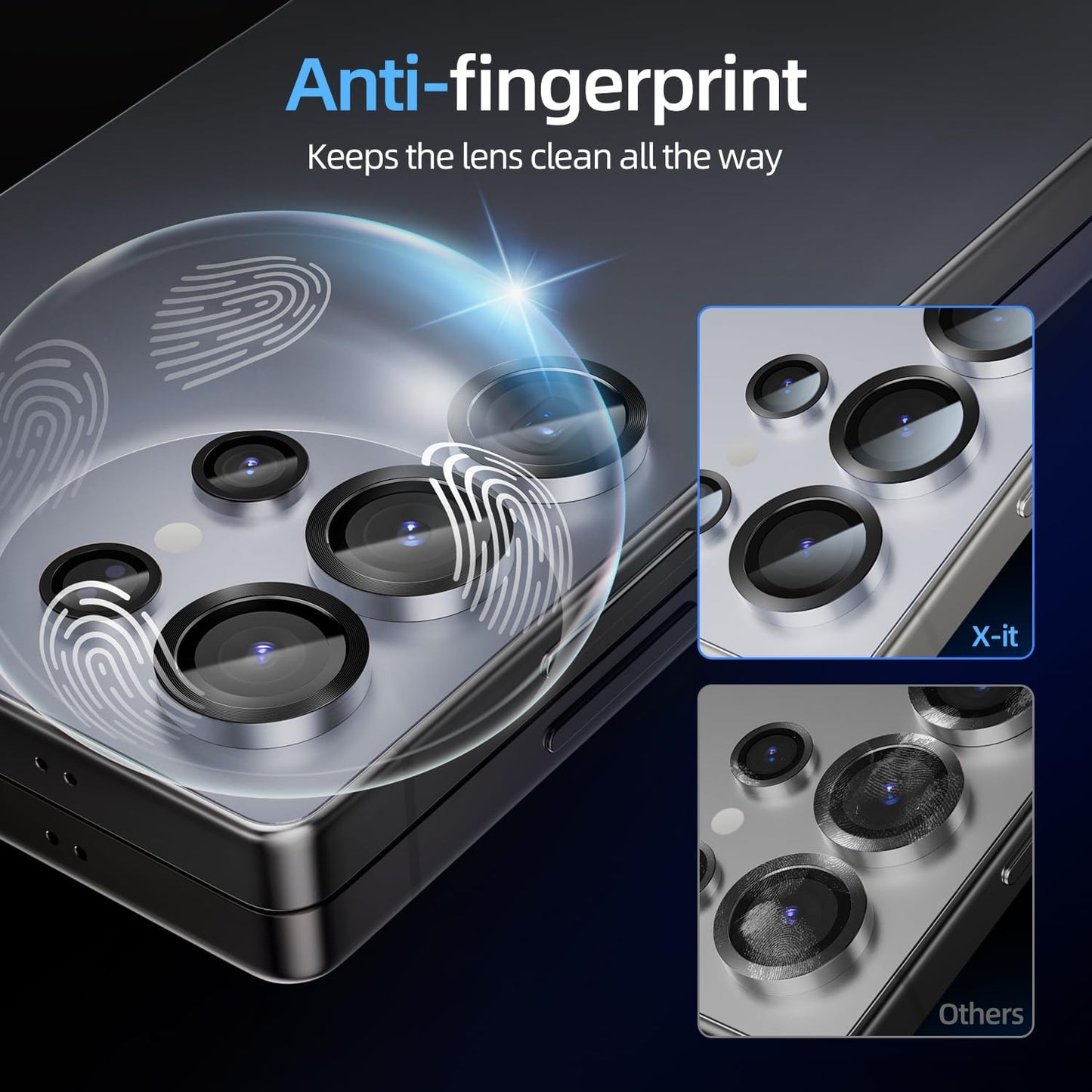 X-it Camera Lens Protector for Samsung S25 Ultra, 9H Tempered Glass, Independent Metal Aluminum Edge Original Protection Design, Suitable for Phone Case, Anti-scratch, Anti-reflective,Blue