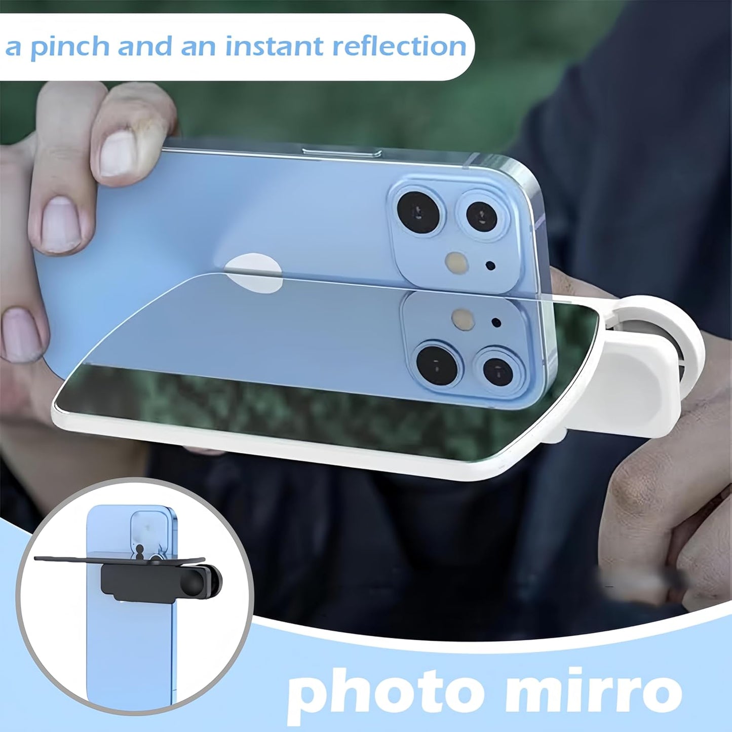 Mirror Effect Lens, Smartphone Camera Mirror Reflection Clip Kit Phone Camera Shooting Reflection Mirror Adjustable HD Glass Smartphone Photography Flip Mirror for All Phones (White+Black)