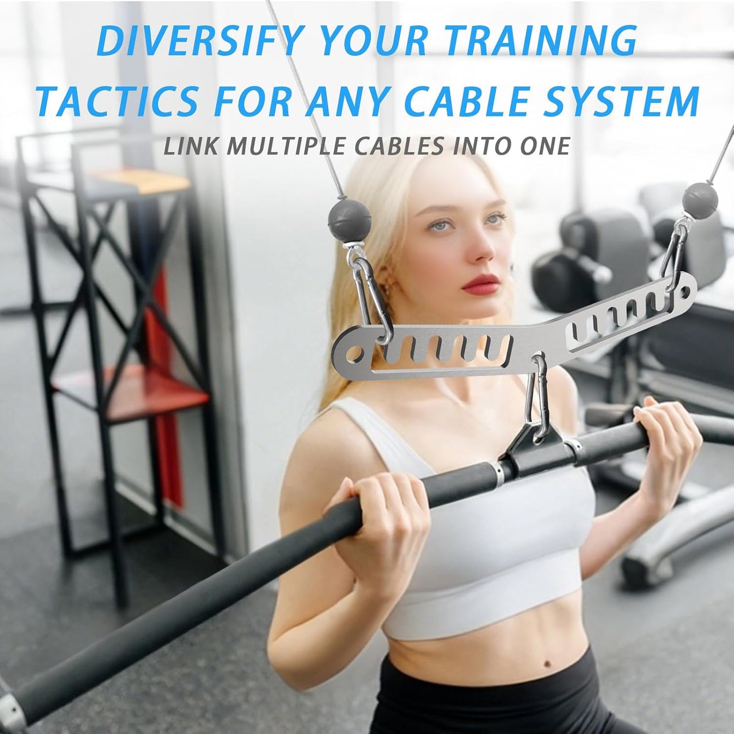 Double to Single Adaptor Plate for Cable Pulley Machines Durable Solid Stainless Steel with 3 Carabiners Suitable for Dual Cable Machines LAT Pulldown, Shoulder & Biceps Exercises