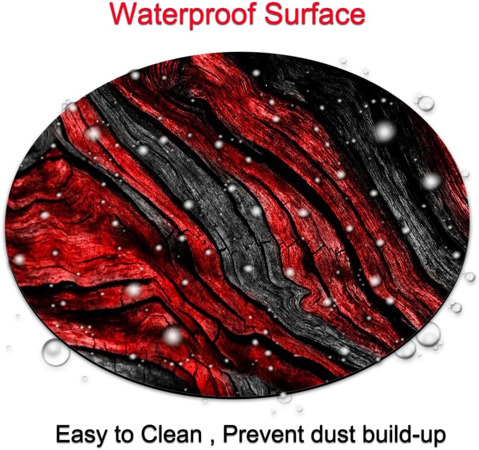 and Red Woodgrain Round Mousepad, Personalized Custom Design Mouse Pads,Cute Waterproof Circular Non-Slip Rubber Base Small Mouse Pad, Mousepad for Laptop Computers