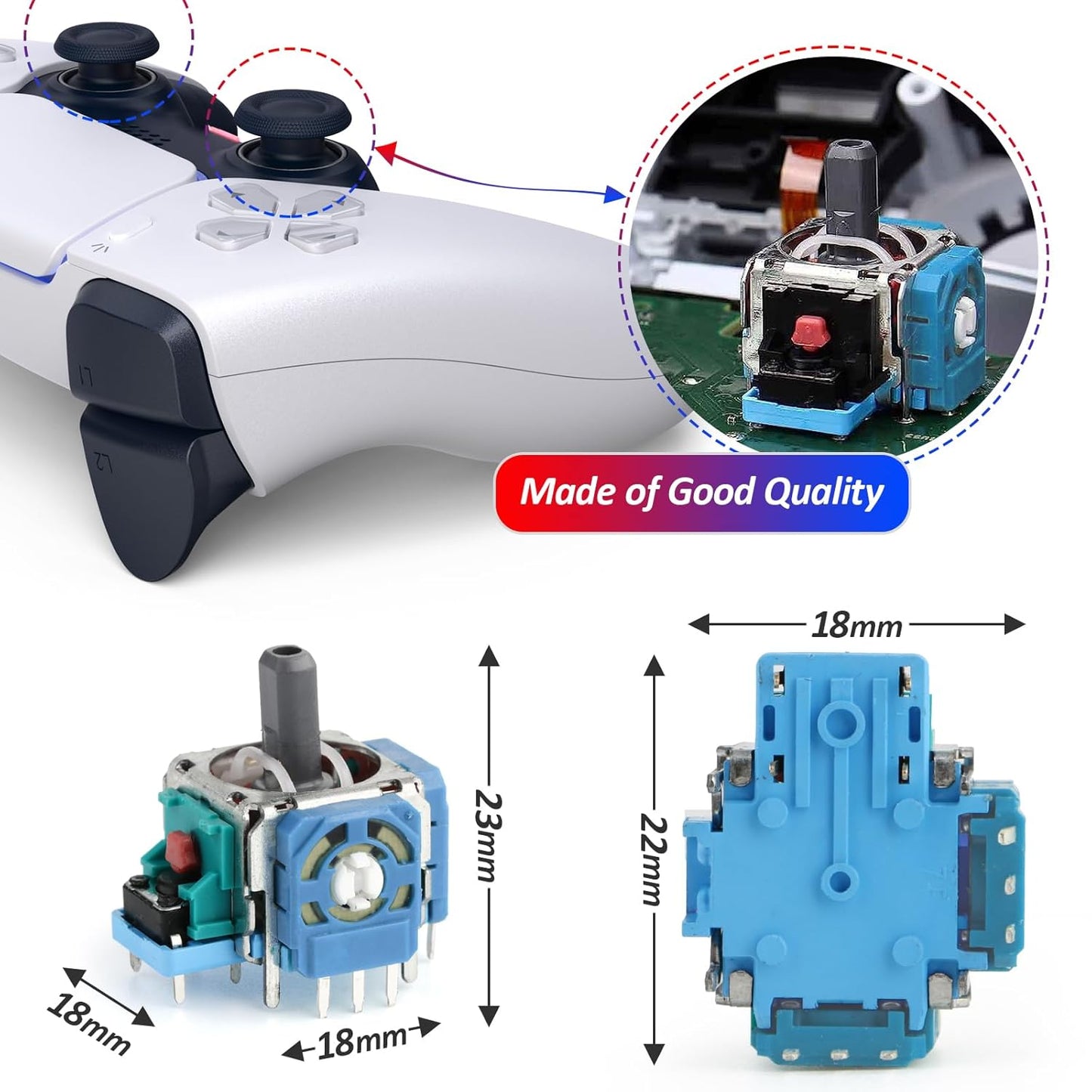 for 3D PS5 Joysticks Replacement for Sony PlayStation 5 PS5 Controller Joystick Replacement for PS5 Analog Stick Replacement for PS5 Thumbsticks Module Controller Replace Accessories (4PCS)