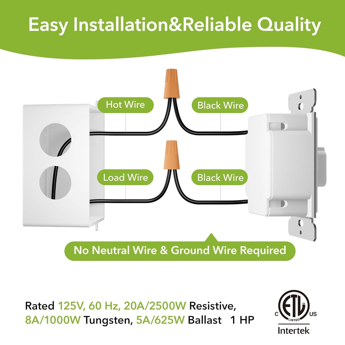 HBN 60 Minute Spring Wound Countdown Timer Switch for Bathroom Exhaust Fan, in-Wall Mechanical Light Switch Timer, No Neutral Required, Wall Plate Included, ETL Listed