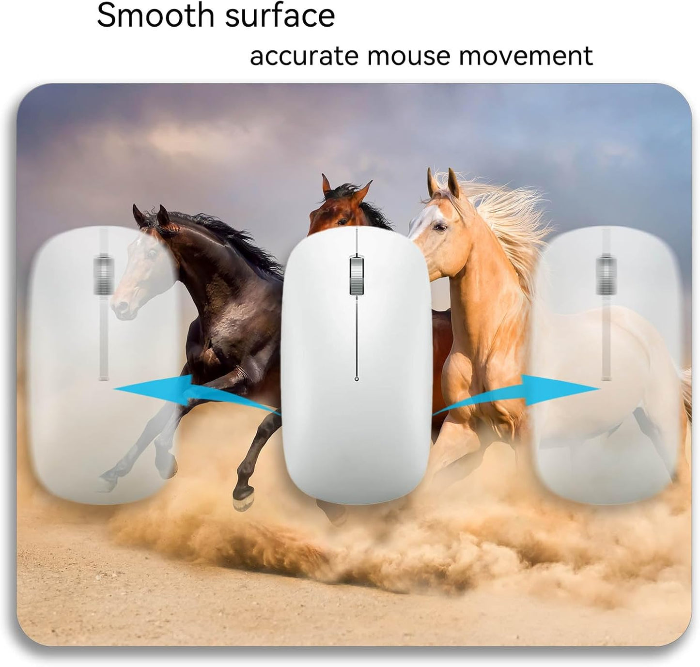 Running Horse in Sand Rectangle Mouse Pad Mat Non-Slip Rubber Base Mousepad for Office Laptop