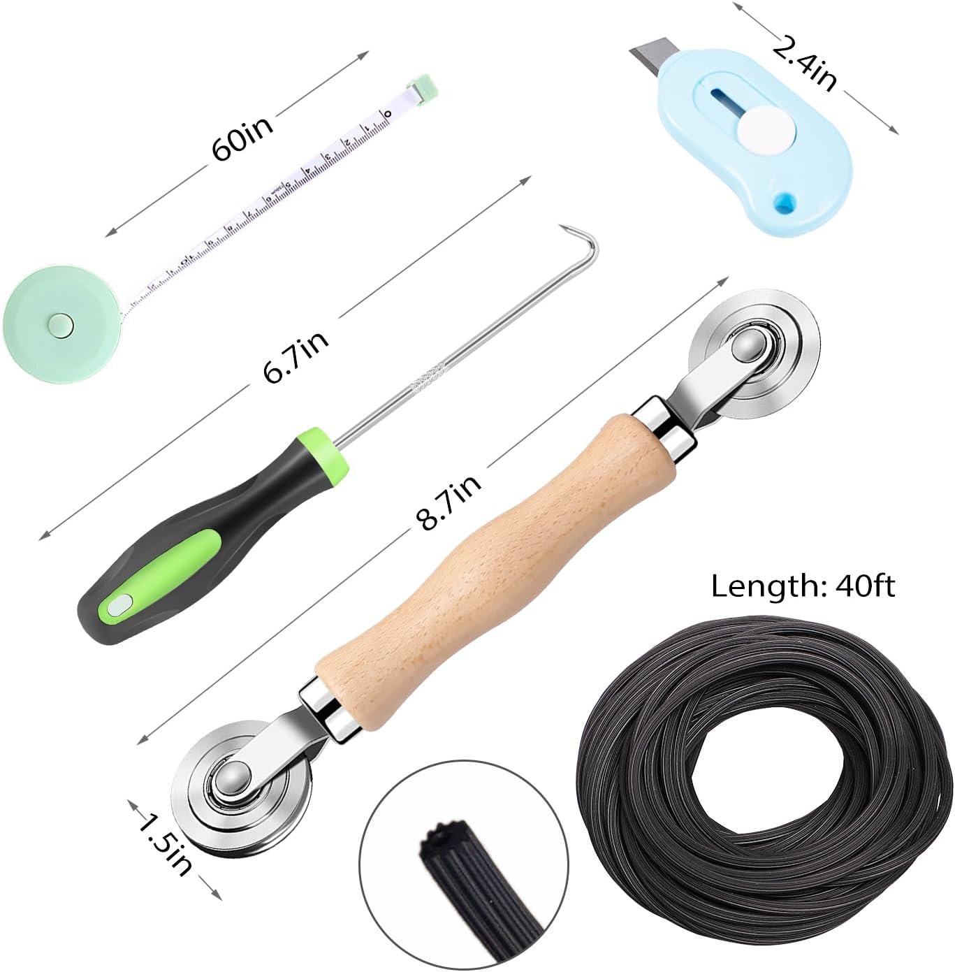 Windows Screen and Screen Door Repair Kit - 48"x118" Fiberglass Mesh Gray with Rolling Tool/Hook/Ruler/Cutter/Spline - Window Screen & Sliding Screen Door Replacement for Windows, TOOLTRIZ