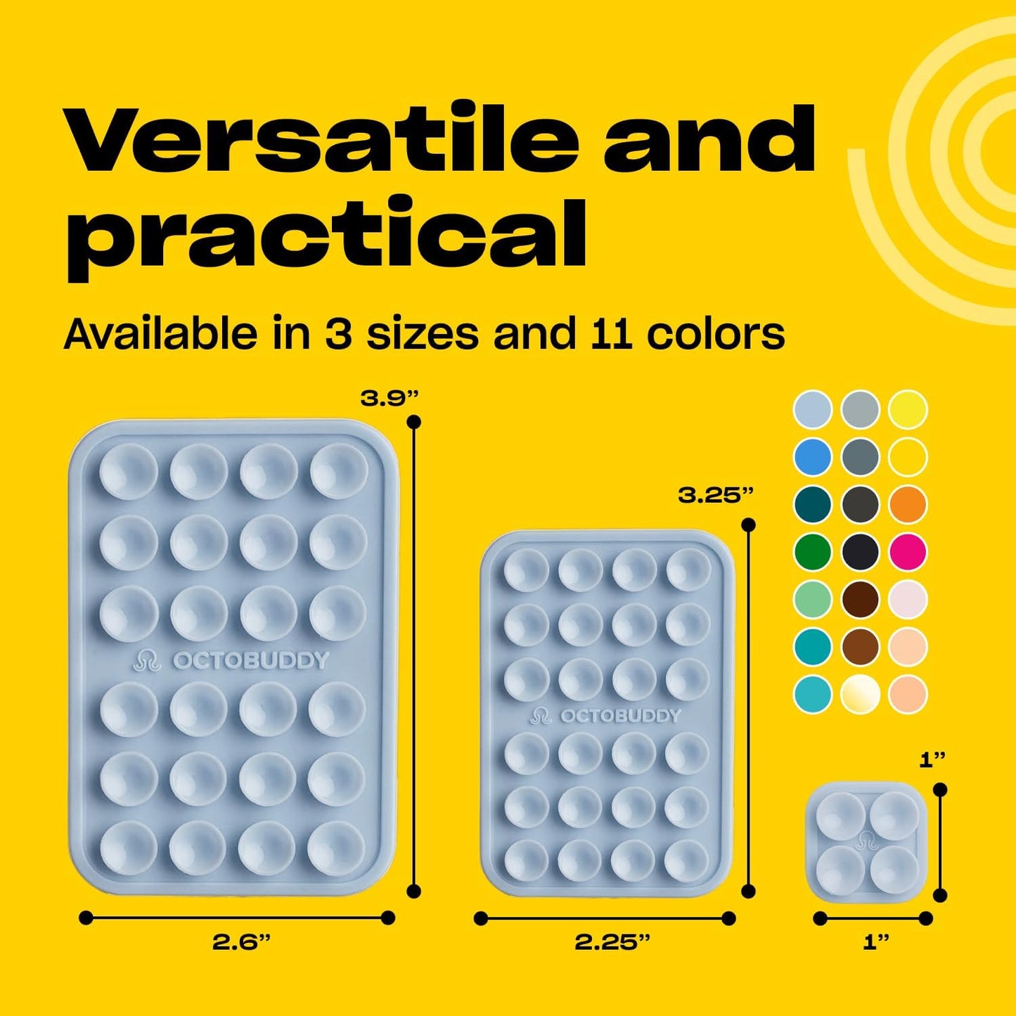 Classic MAX - Silicone Suction Phone Case Adhesive Mount - Hands-Free, Strong Grip Holder for Selfies and Videos - iPhone and Android Compatible - 2.6″ x 3.9″, Baby Blue