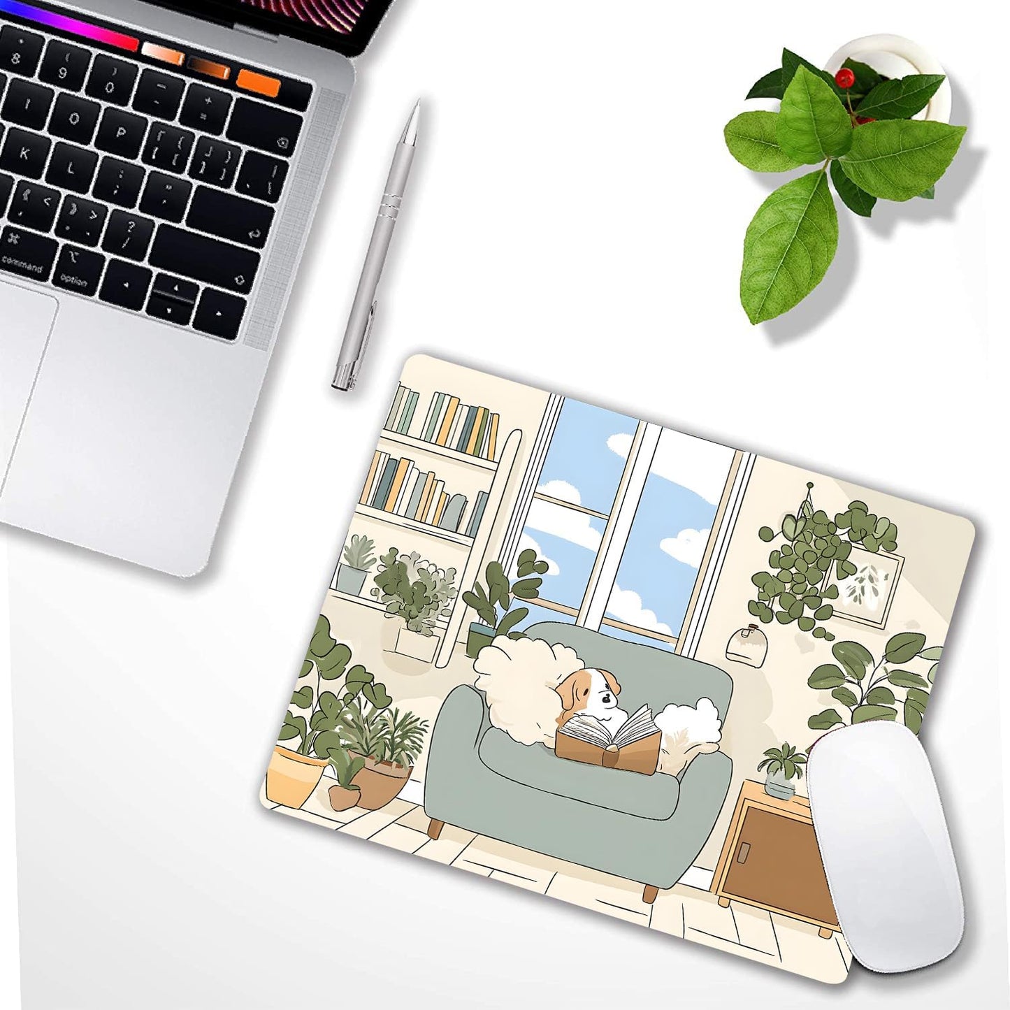 Cute Cartoon Anime Dog Custom Mouse Pad with Non-Slip Rubber, Small Square Design for Wireless Laptop & Computer Mouse Pads for Desk, 9.5 x 7.9 inch Smooth Surface for Gaming & Office