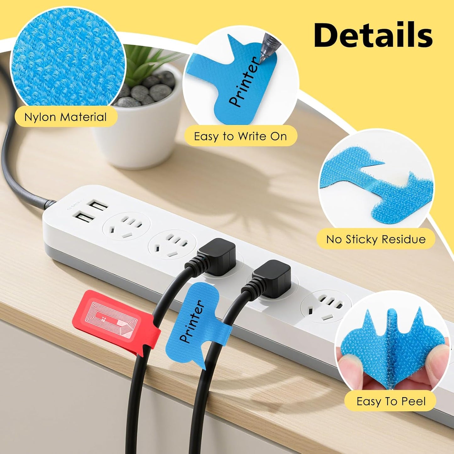 24 Set Smart NFC Cable Labels - 8 Colors Reusable Write-On Wire Labels with Blank NFC Tags, Programmable Cord Identification Labels for Electronics Cable Management, Oval and Rectangle