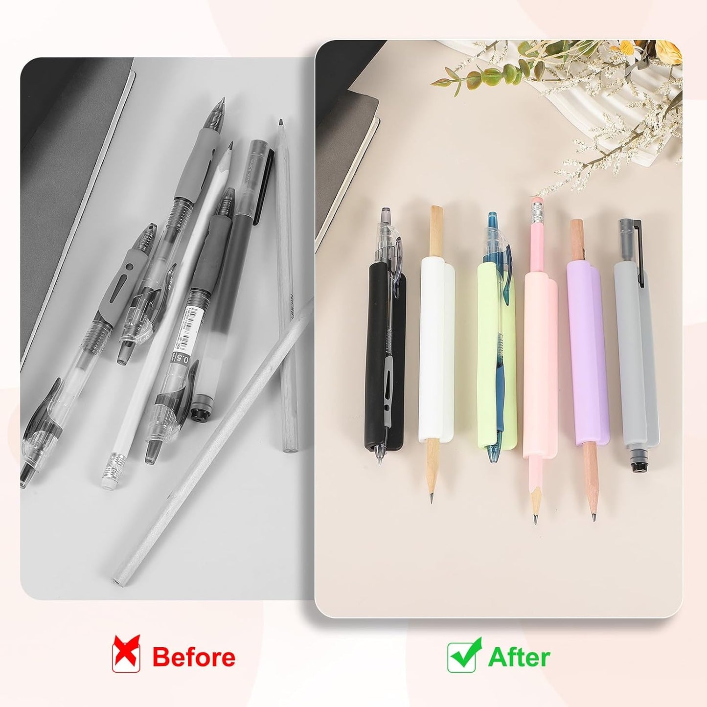 PATIKIL 2 Pcs Adhesive Pencil Holders, 105mm Long Universal Pencil Clip Silicone Pen Holder Office Pen Organizer for Desk Wall Clipboard Notebook Tablet Case Stylus, Green