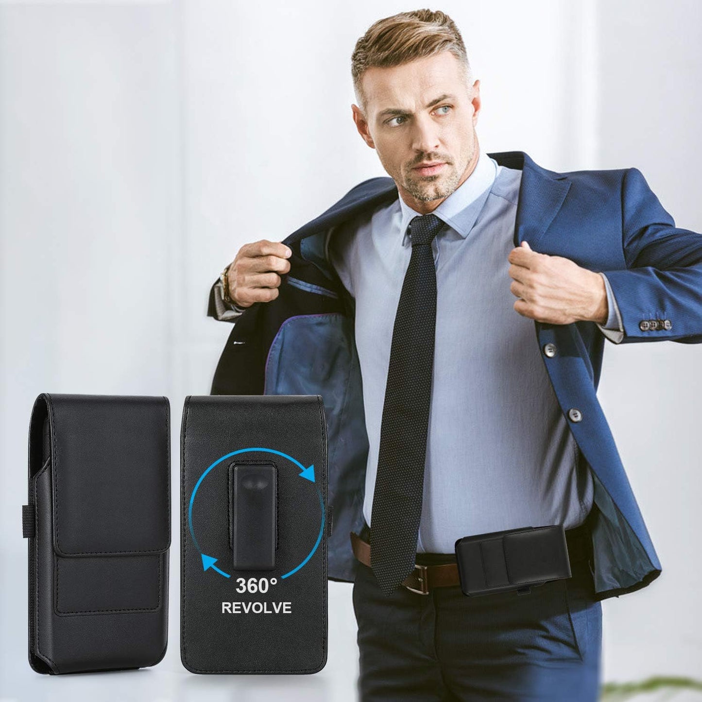 BECPLT Phone Holster for iPhone Air 17 Pro Max 16/15/14/13/12/11 Pro Max Leather Belt Case 360 Rotating Pouch Holster Belt Clip Case for iPhone Xs Max 8 Plus 7 Plus 6s+ 6+ Galaxy S25+ S24+ S23+ S22+