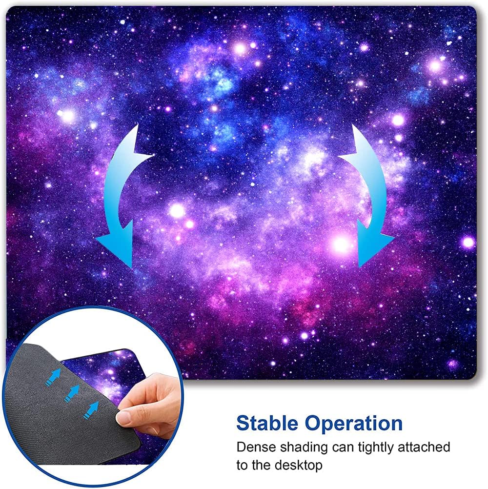 Mouse Pad, Galaxy Mouse Pad Custom Design, Square Waterproof Mouse Pad Non-Slip Rubber Base MousePads for Office Laptop, 9.5"x7.9"x0.12" Inch(Purple Blue Galaxy)