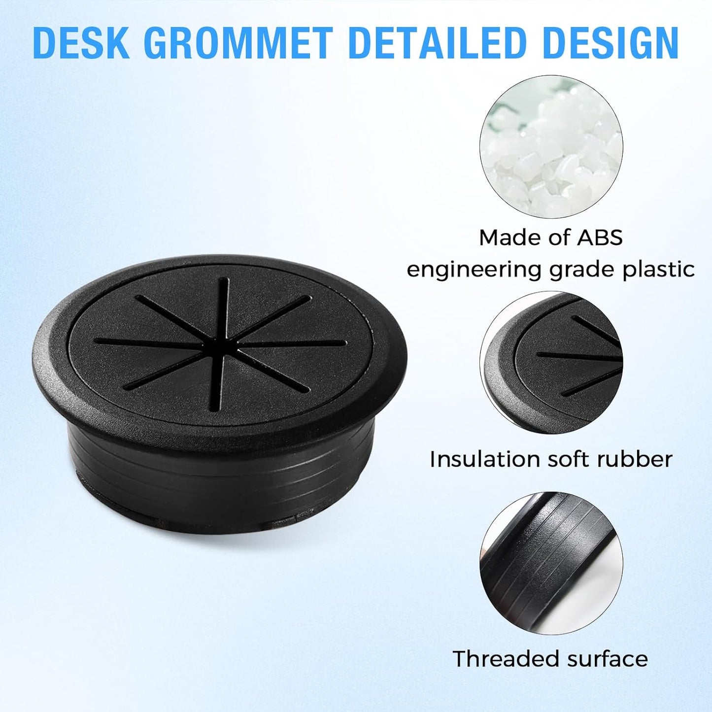 Desk Grommet 2-3/8" (60 mm), Desk Hole Cover for Cables Brown, Cable Grommet ABS Plastic, Desk Hole Grommet for Office and Home Table Cable, Detachable & Flexible Cable Cord Organizer-2 Pcs