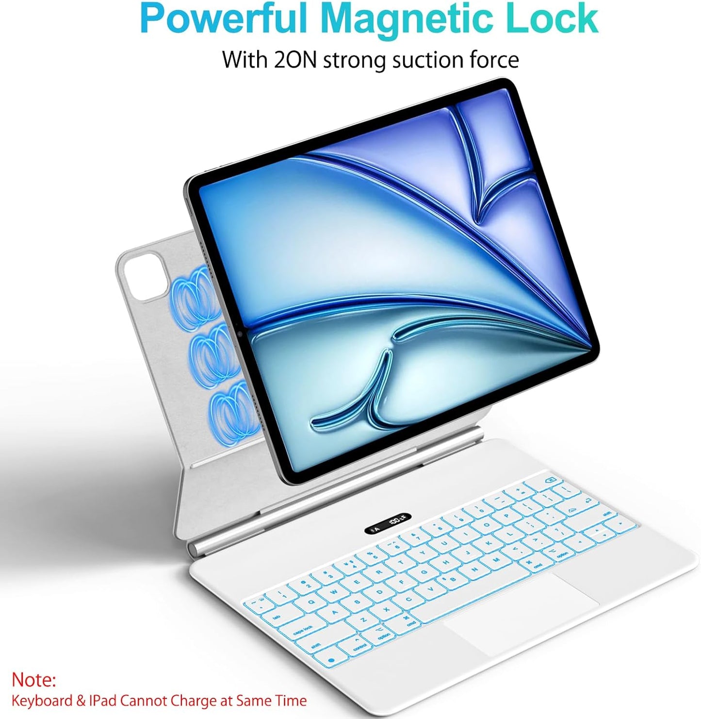 Keyboard Case for iPad Air 11" (M3 2025 / M2 2024) & iPad Pro 11"(1st/2nd/3rd/4th Gen), Slim Magic Keyboard with Multi-Touch Trackpad for 10.9"iPad Air 4th/5th Gen with 7-Color Backlit,White