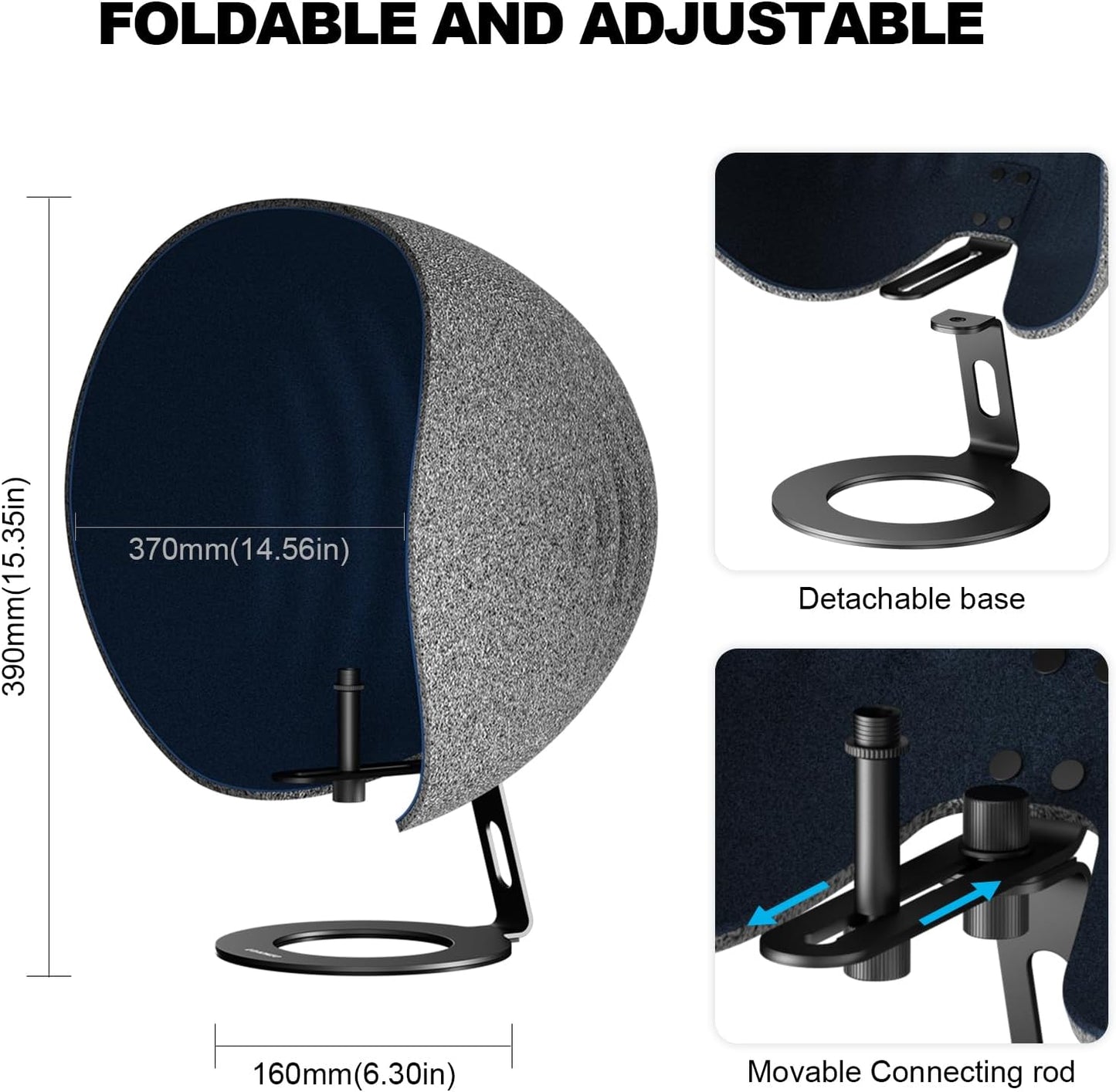 Microphone Isolation Shield,Aokeo 2024 Professional Recording Studio Equipment,360° Music Studio Mic Shield,Suitable for of Blue Yeti, Snowball iCE, HyperX QuadCast, SoloCast,Etc Recording Microphones