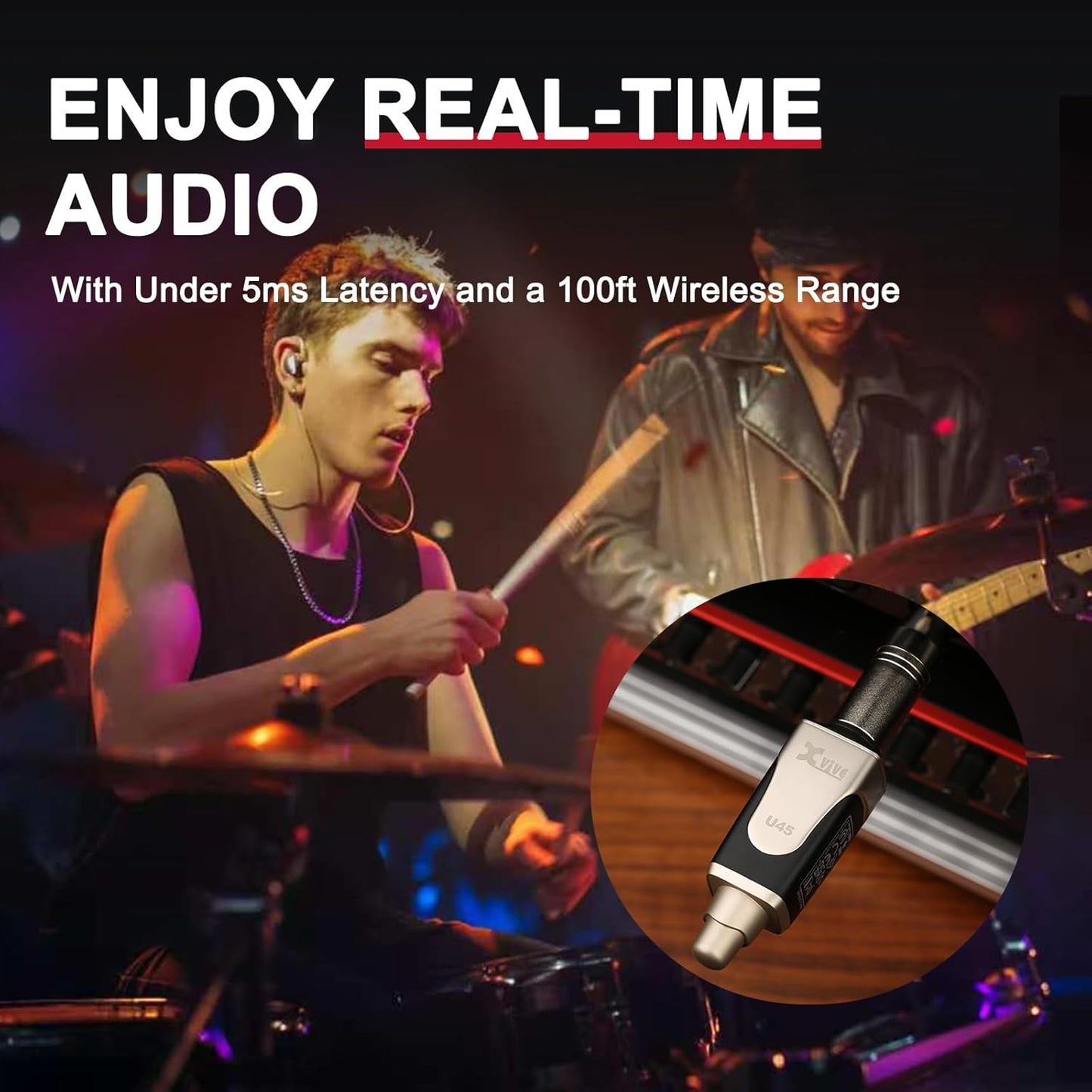 Xvive U45R2 Wireless in-Ear Monitor System Set with One Transmitter and Two Receivers