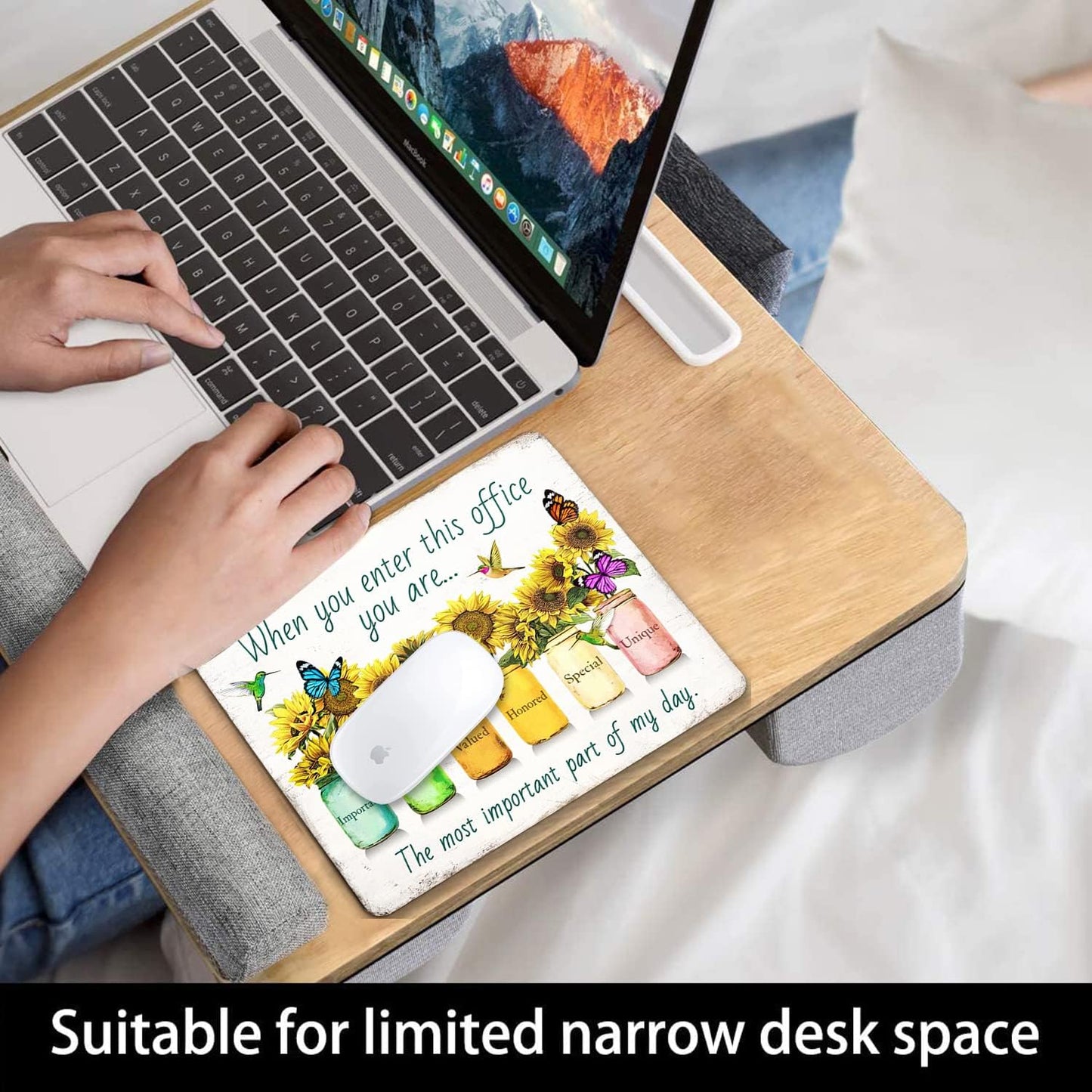 Sunflower and Butterfly Mouse pad Personalized Inspirational Designs Computer Mousepad Office Decoration Accessories Gift Non-Slip Rubber Mouse Pads for Laptop