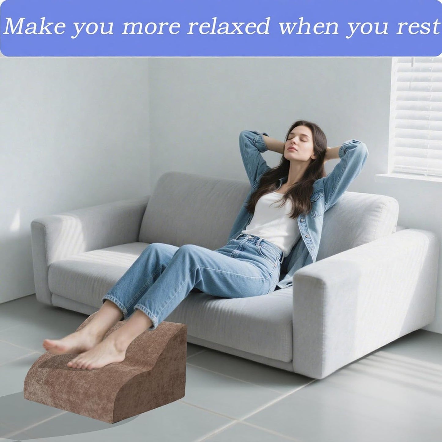 Foot Rest for Under Desk at Work.Multifunctional 3-Tier Foot Stool,with Washable Footrest.for Under Desk,Office Chair Gaming Chair & Sofa,Leg Elevation Pillow,Supports Posture-Brown