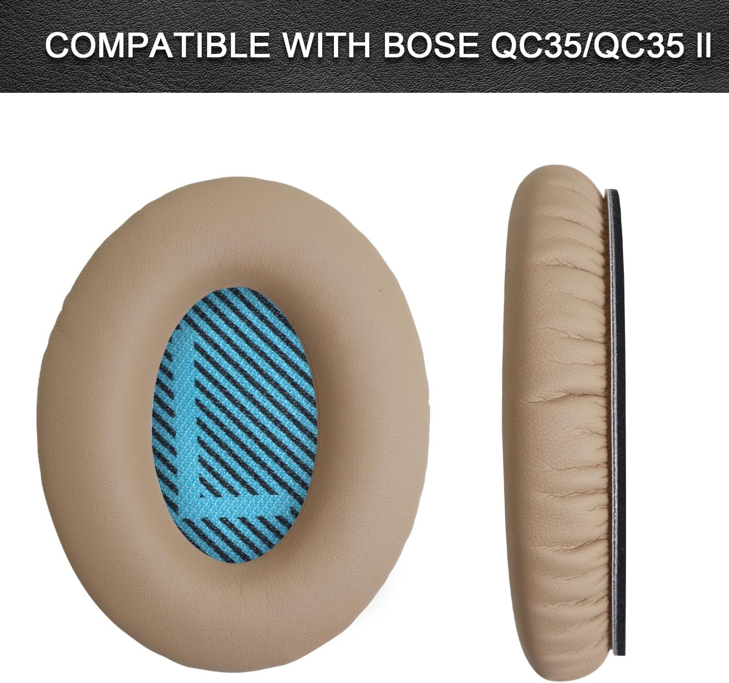 Headphones Replacement Ear Pads,for Bose Quietcomfort QC35 35 ii Ear Pads with Softer Leather, Noise Isolation Foam-Khaki
