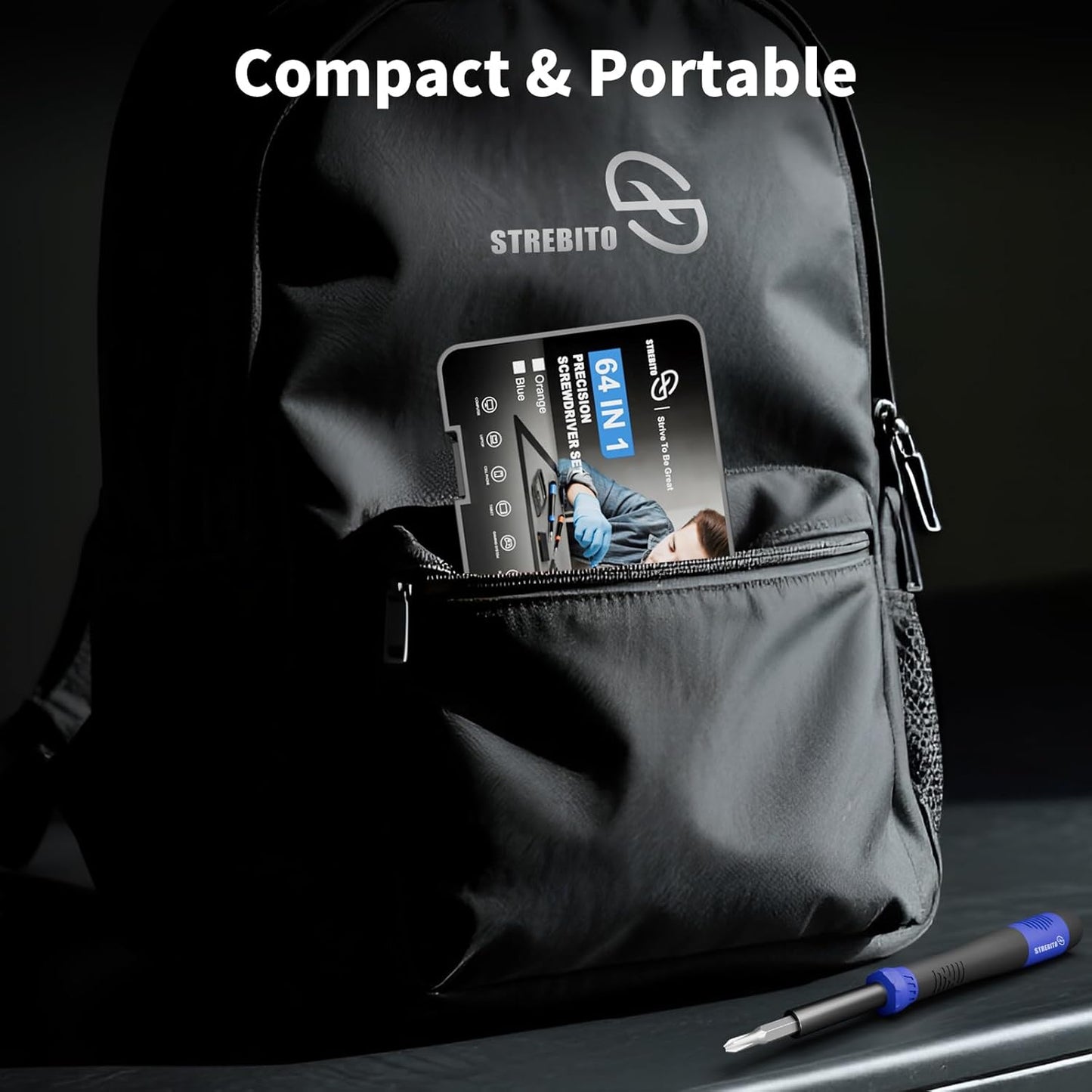 STREBITO Small Precision Screwdriver Set 64-piece with Torx, Triwing, Pentalobe, Electronics Repair Tool Kit for Computer, PC, Laptop, Macbook, Tablet, Phone, PS5, XBOX, Switch, Glass, Ring Doorbell