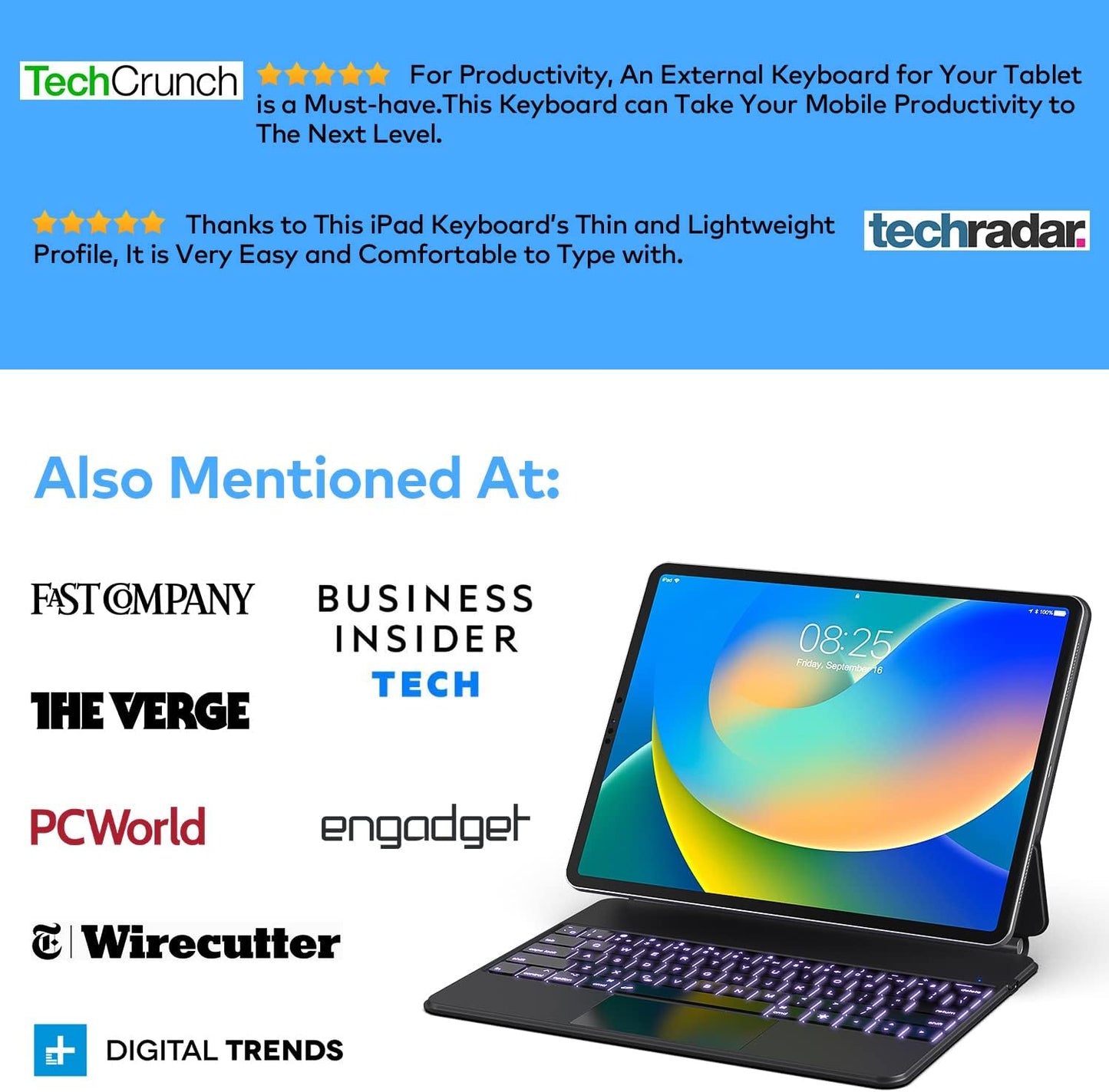 Keyboard Case for iPad Air 11-inch (M3 2025 / M2 2024) & iPad Pro 11 inch(1st/2nd/3rd/4th Generation) – Magic-Style Magnetic Keyboard Case with Multi-Touch Trackpad for 10.9” iPad Air 4th/5th Gen.