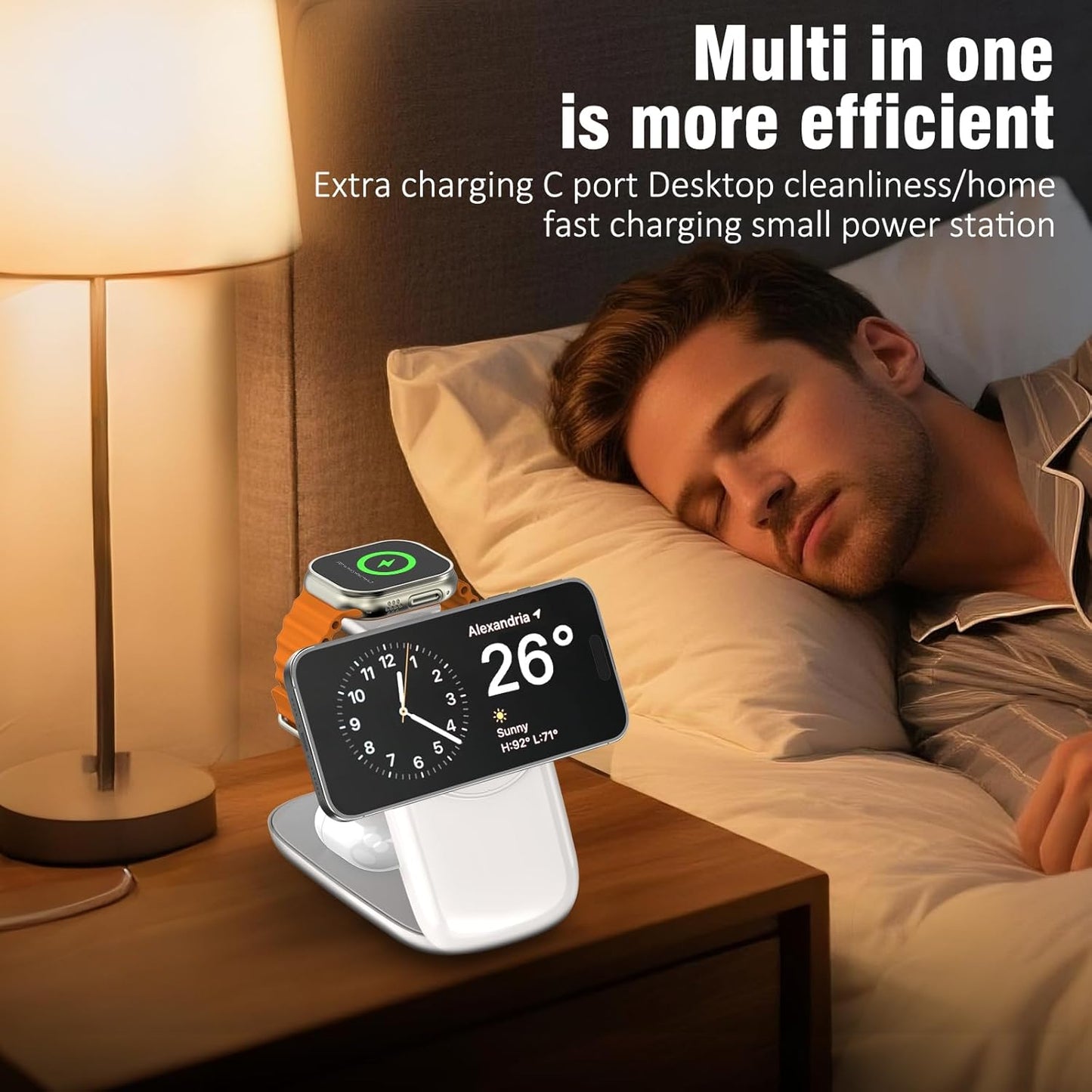 Foldable Wireless Charger, Fast Max Charging for iPhone 16/15/14/13/12 Pro Max, 3 in 1 Charging Station for Apple Watch 10-3 & AirPods Pro/4/3(White