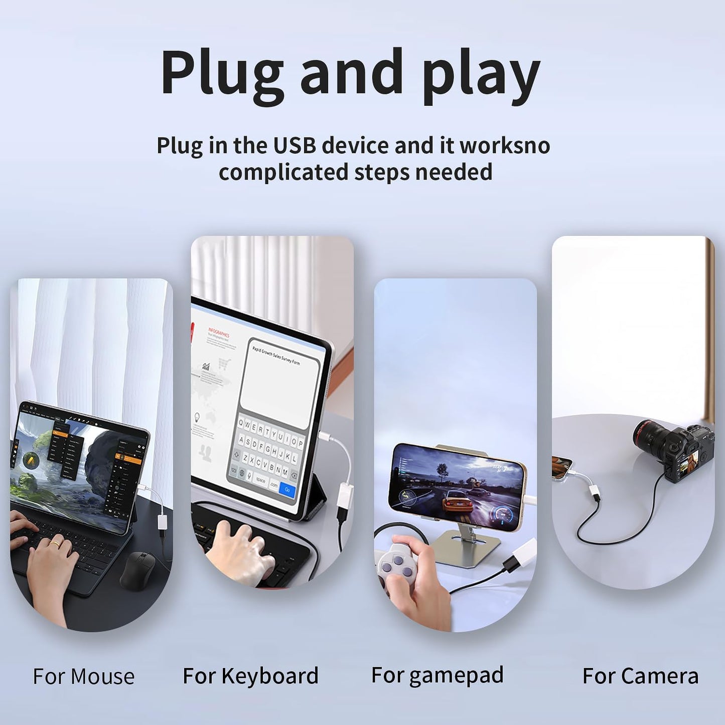 USB C to USB 3.0 Adapter 2 Pack, USB C Male to USB Female OTG Cable Thunderbolt3 to USB Adapter Compatible with MacBook Pro/Air, iPhone 16 Pro Max/16 Plus/16/15, Galaxy S24/S23/S22/S21