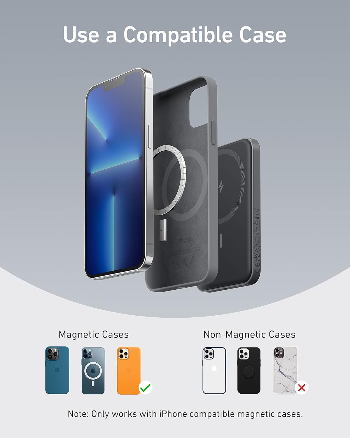 Anker 621 Magnetic Portable Charger (MagGo), 5,000mAh Wireless Power Bank with USB-C Cable, Magsafe-Compatible Battery Pack for iPhone 16/15/14/13/12 Series