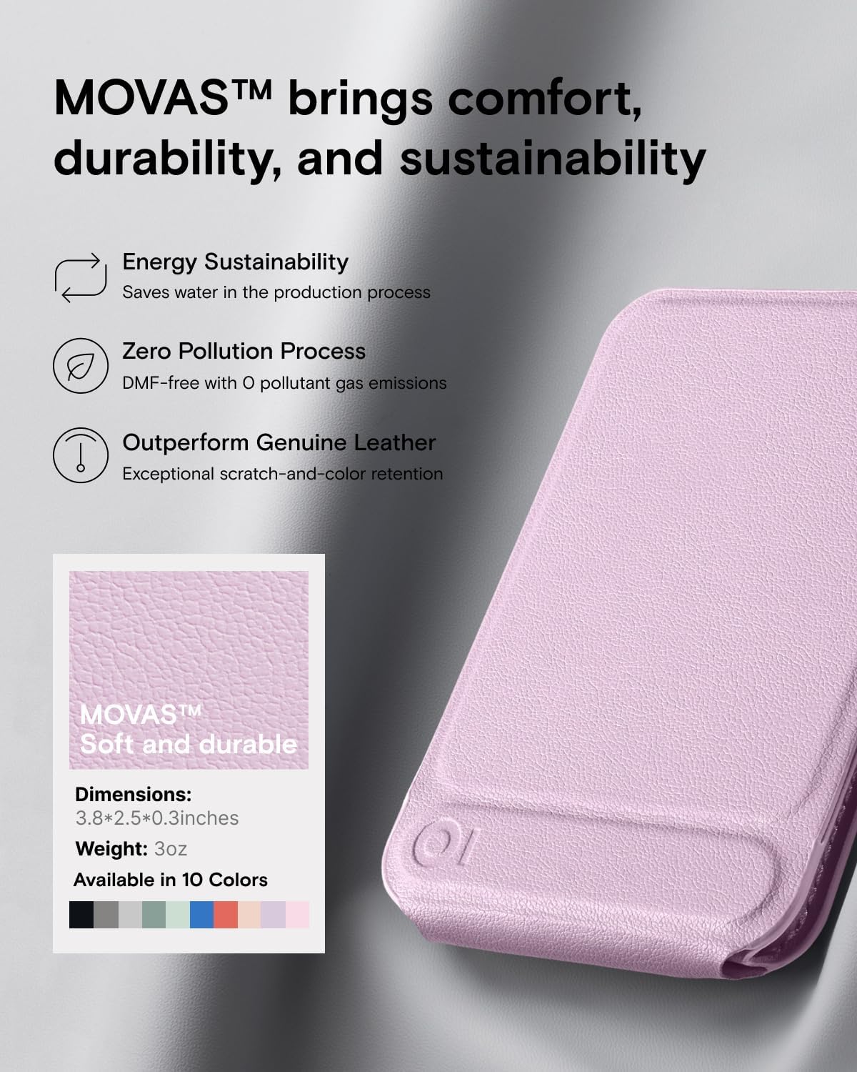 MOFT Phone Stand, Magnetic Phone Tripod Stand Stain-Resistant MOVAS Leather & Angle Adjustment & Strong Magnets Tripod for iPhone 16/15/14/13/12 (Included Metal Ring)-Blush