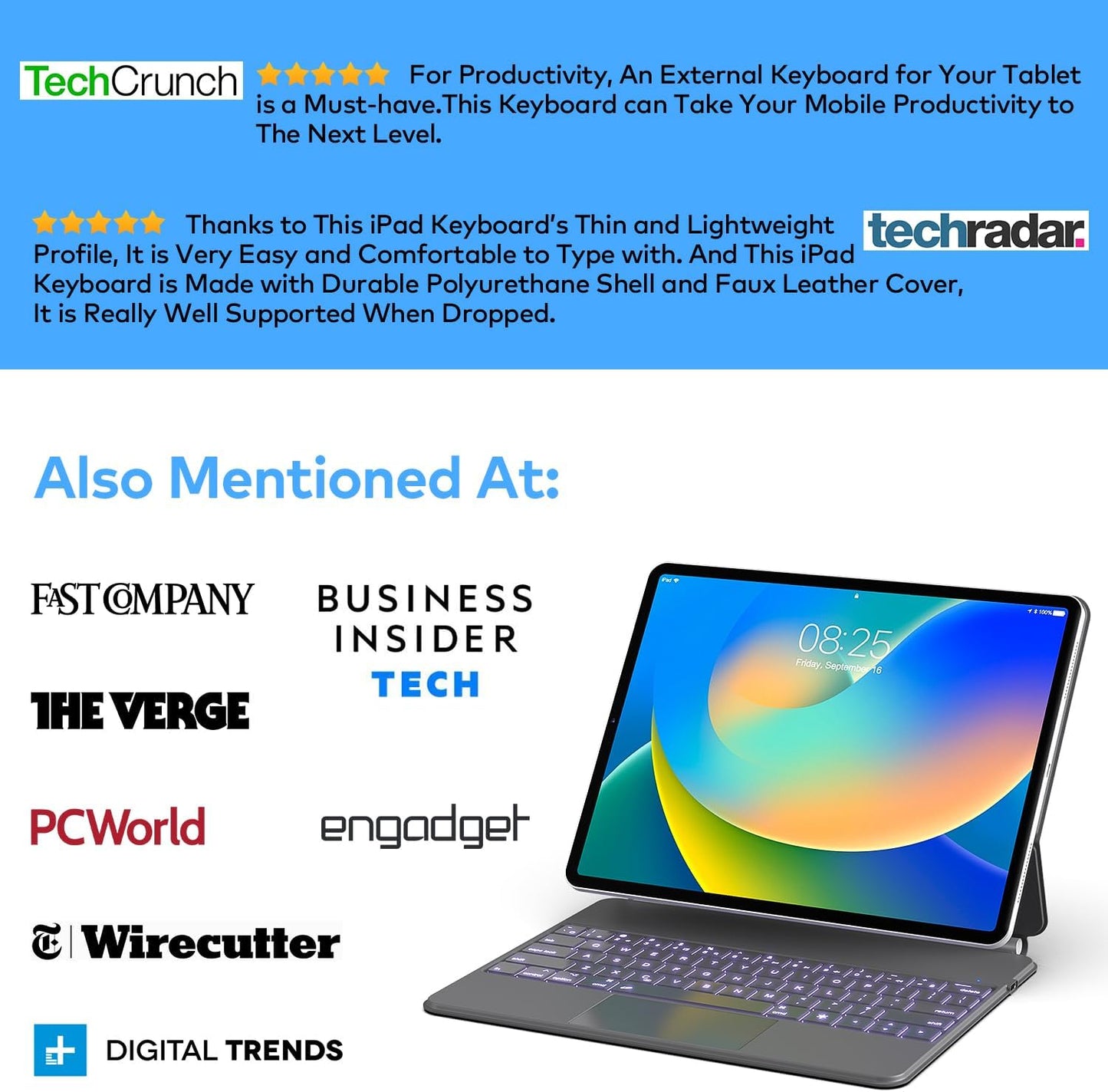 Keyboard Case for iPad Air 13 (M3 2025 / M2 2024) and iPad Pro 12.9 inch 6th / 5th / 4th / 3rd Generation – Magic-Style Magnetic Keyboard Case with Multi-Touch Trackpad – Floating Cantilever Stand