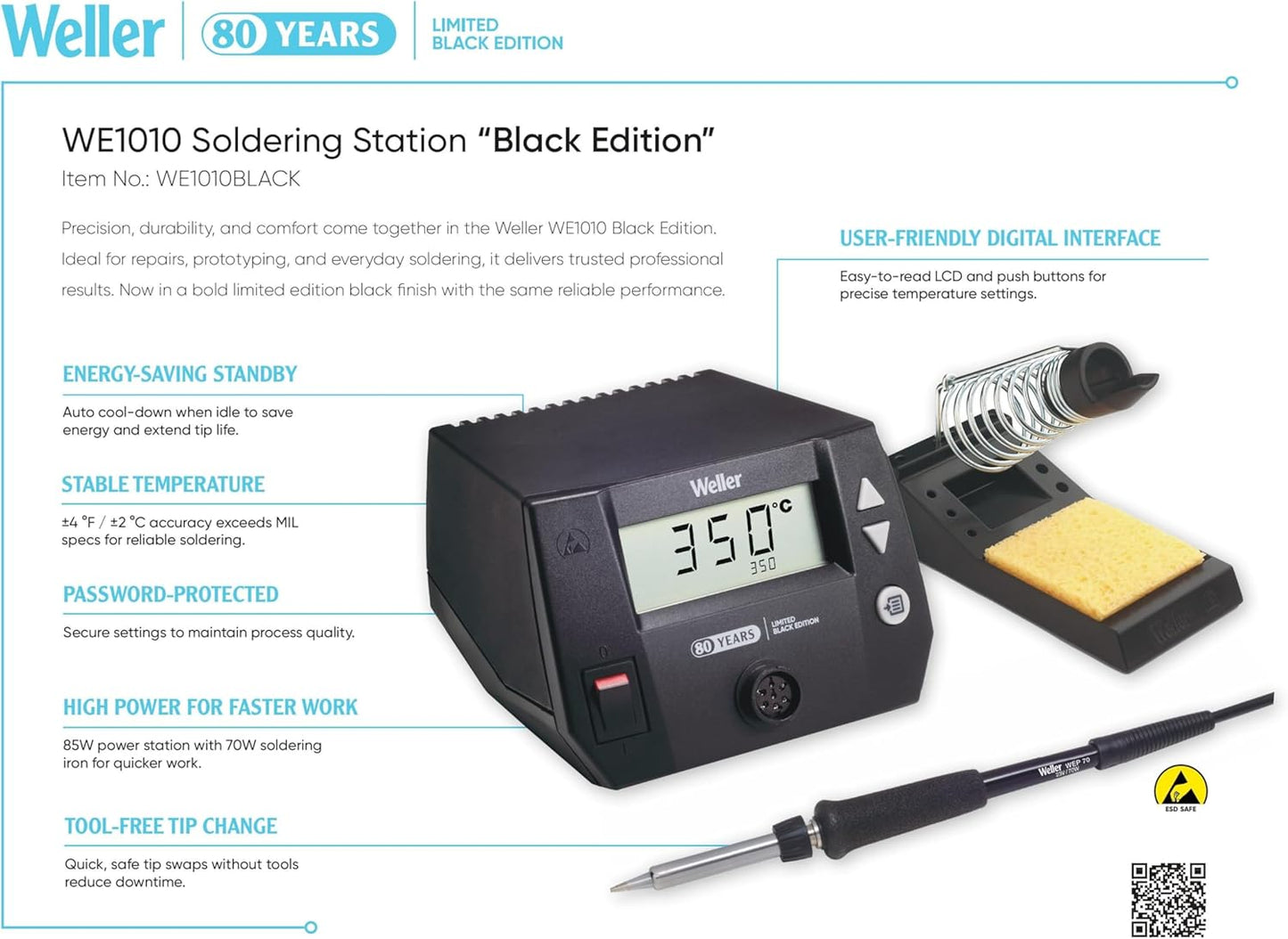 Weller 80th Anniversary Black Series WE1010 120V Soldering Station | WE1010BLACK