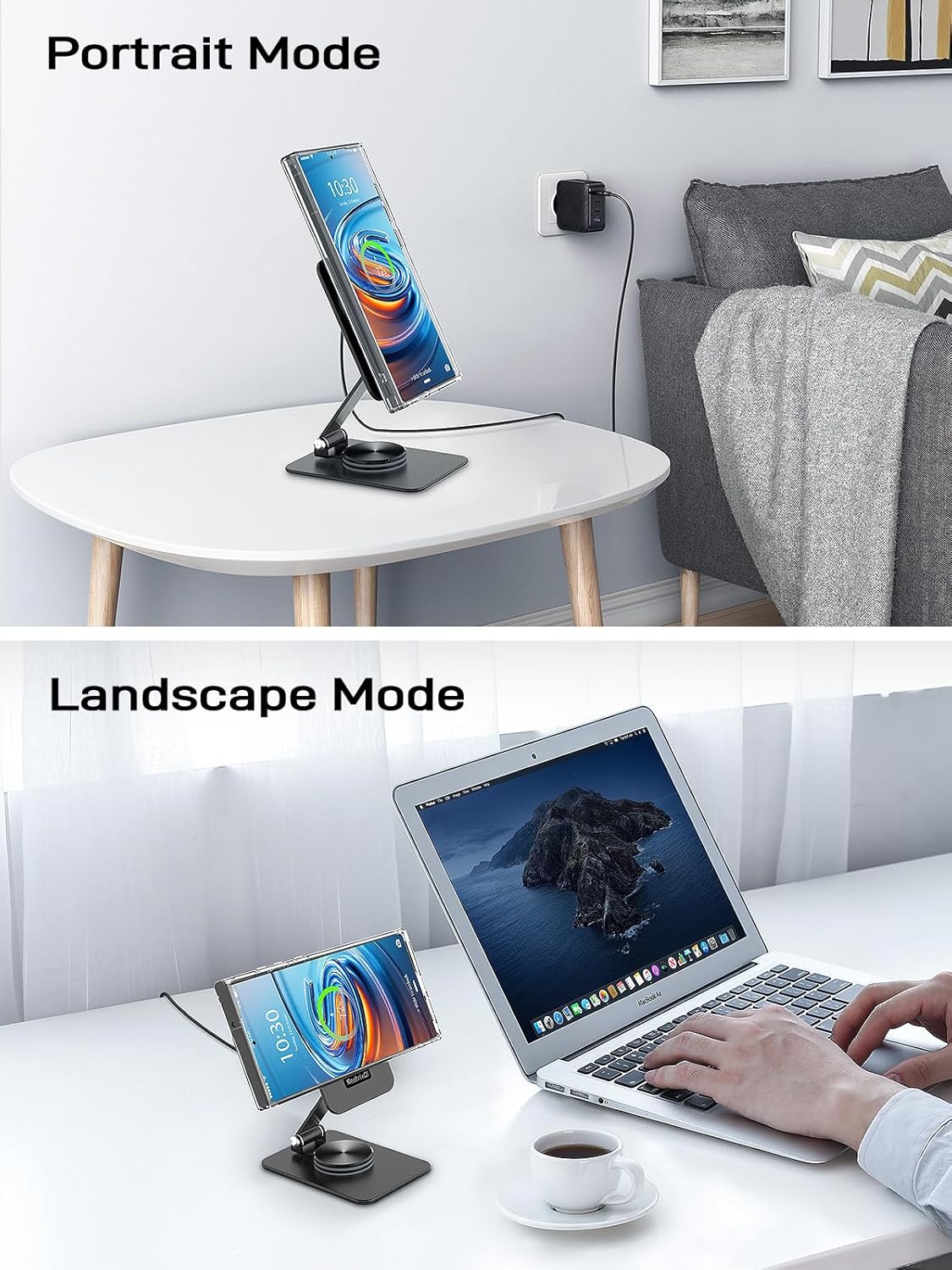 Compatible with MagSafe Charger, 15W MagSafe Charger Stand, 360°Rotation Base Adjustable Foldable Wireless Charger for Samsung Galaxy S25 Ultra/Z Fold7/Flip7/iPhone 16/Pixel 10 Pro/Pixel 10 Pro Fold