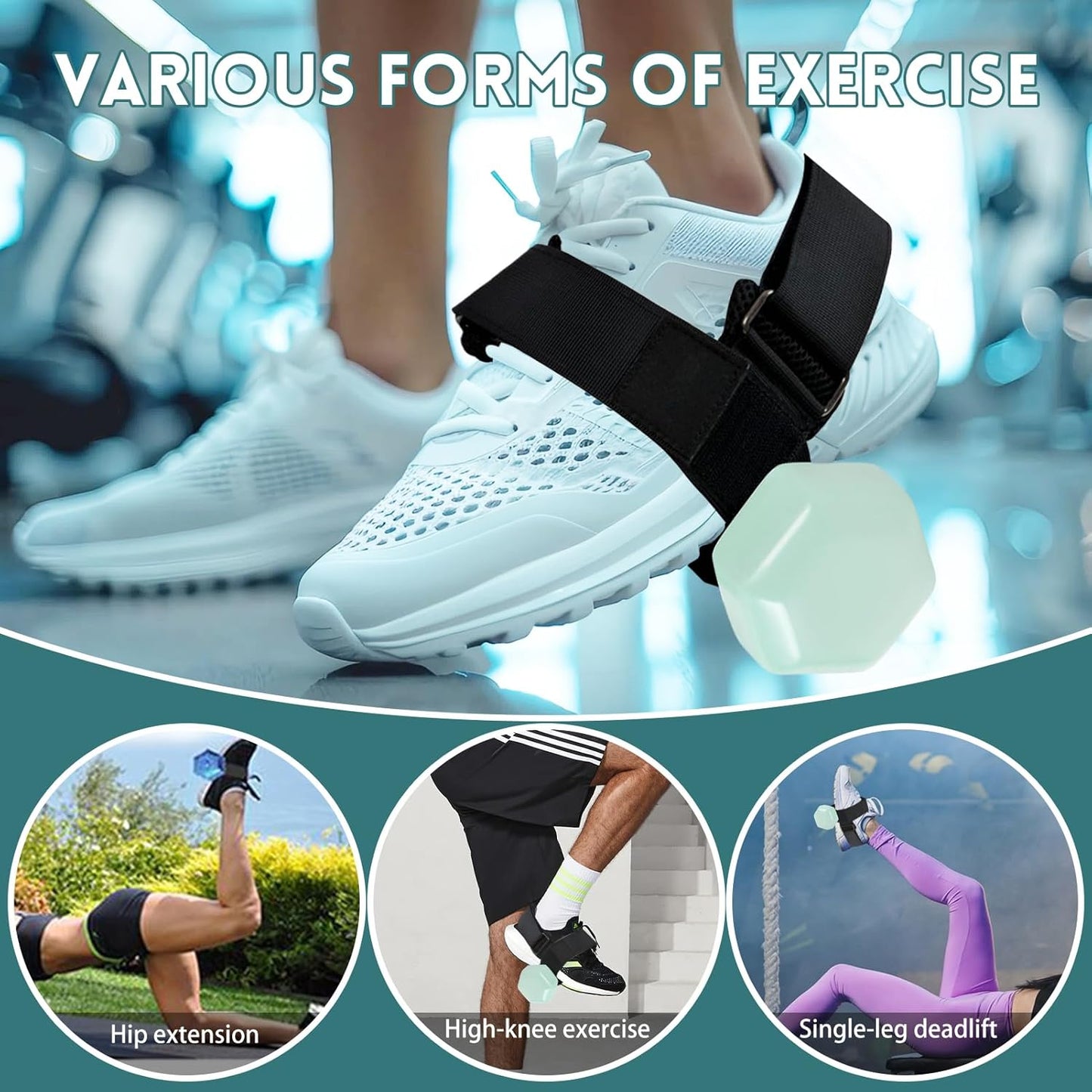 Dumbbell Foot Attachment, Adjustable Leg Weights for Men & Women, Leg Workout Equipment for Home Workouts, Tibialis Trainer for Hip, Shin Splint, Hamstring Curls, Leg Extensions