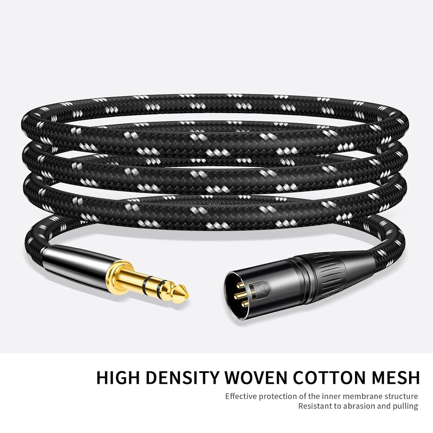 Kumiho XLR Male to 1/4 Inch 6.35mm TRS Stereo Cable Hi-Fi Balanced Bi-Shielded Interconnect Patch Cables for Microphones, Amplifiers, Mixers, Speakers 10FT