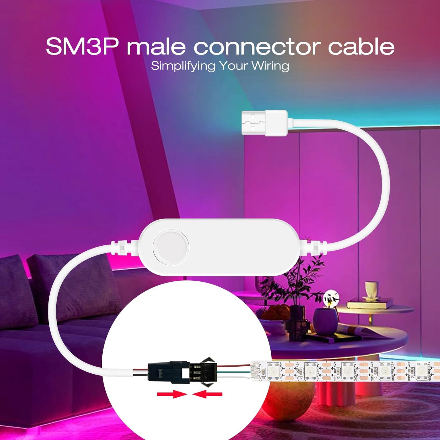 GLEDOPTO WLED ESP32 Mini LED Strip Controller RGB IC Digital with Mic Music Sound Mode DC5V USB Dynamic WS2811 WS2812 WS2812b WS2814 WS2815 SK6812 Addressable LED Strip