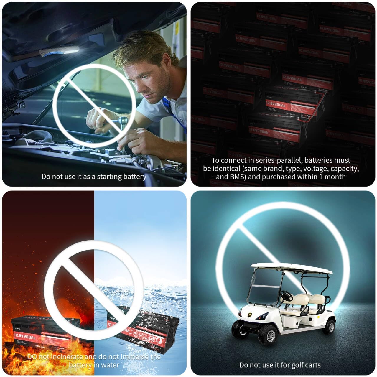 12V 200Ah LiFePO4 Lithium Battery,200A BMS,Max.2560W Load Power,15000+ Deep Cycles,10-Year Lifespan, Ideal for RV, Solar Energy Storage,Trolling Motor and Off-Grid Camping