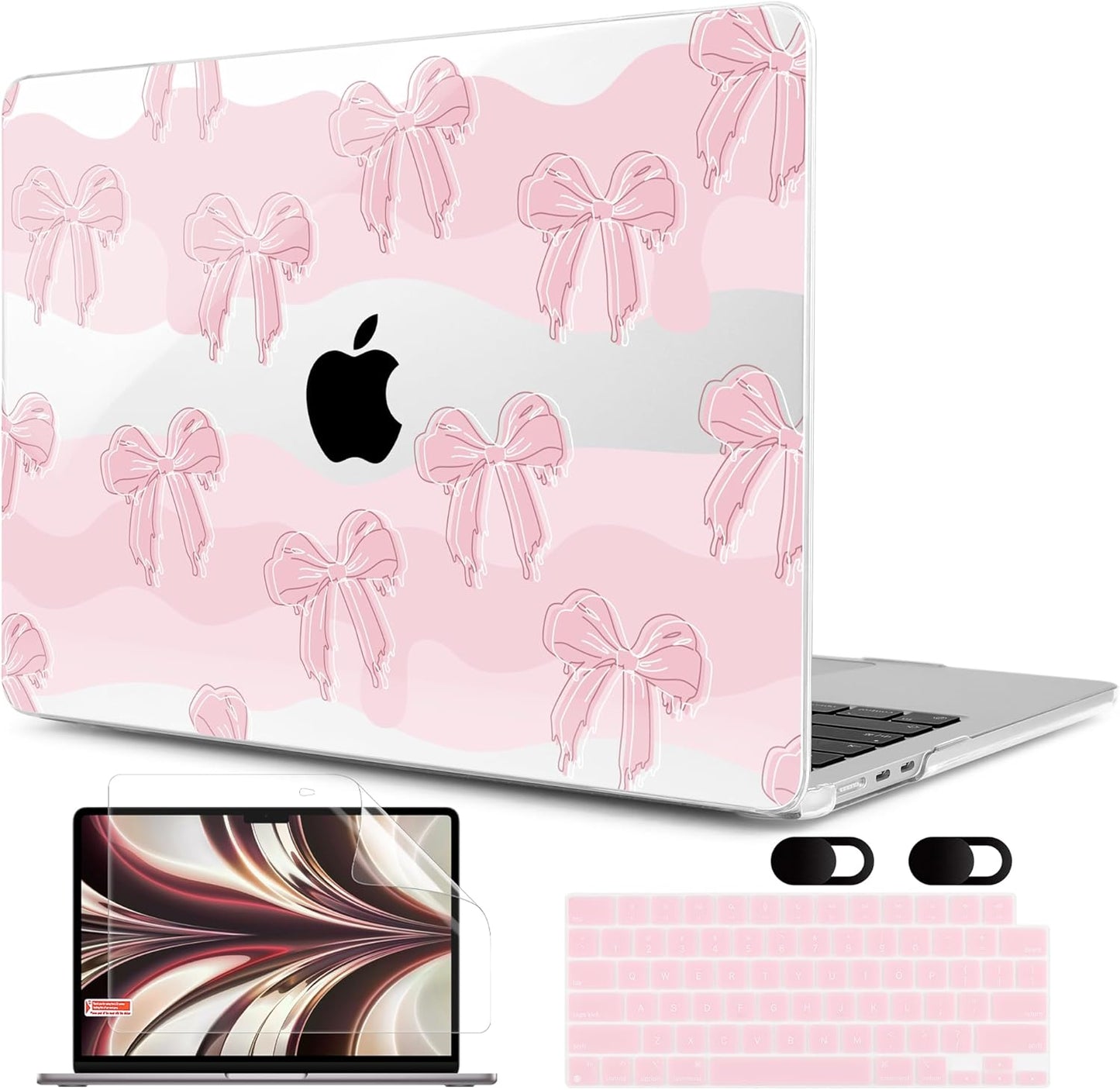 MEEgoodo Case for M4/M3/M2 MacBook Air 13.6 inch Case 2025 2024 2022, Fit Model A3240/A3113/A2681, Laptop Hard Shell with Keyboard Cover Compatible with MacBook Air 13 inch, Melted Bow