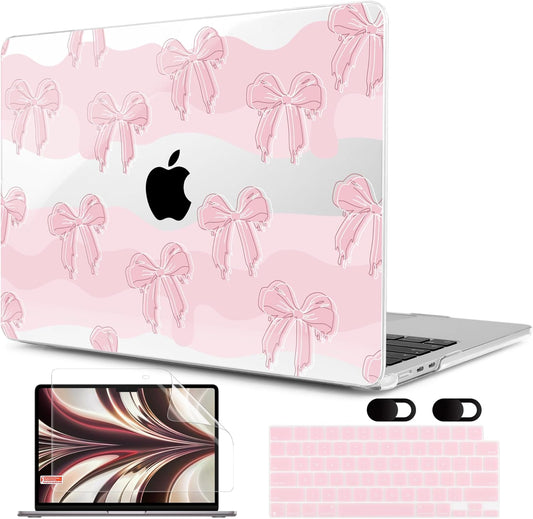 MEEgoodo Case for M4/M3/M2 MacBook Air 13.6 inch Case 2025 2024 2022, Fit Model A3240/A3113/A2681, Laptop Hard Shell with Keyboard Cover Compatible with MacBook Air 13 inch, Melted Bow