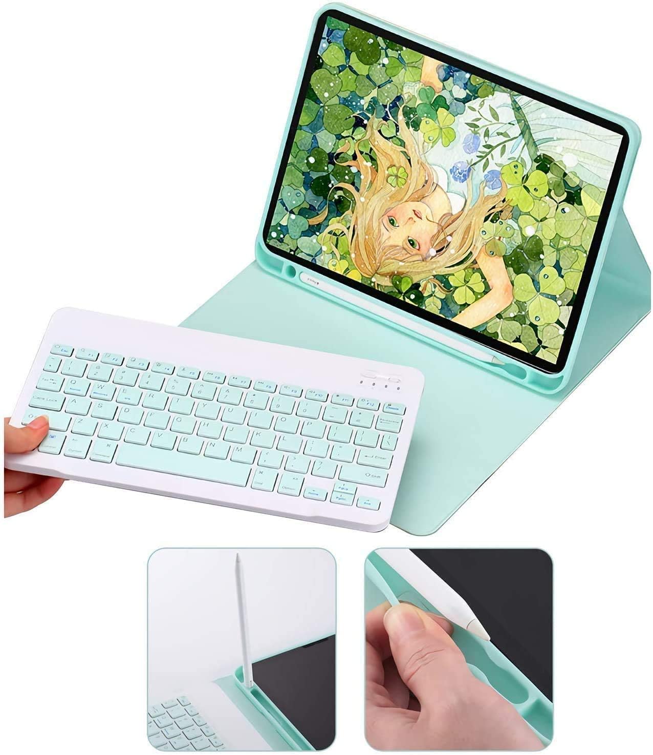 Keyboard Case for iPad Air 11 inch (M3 2025/M2 2024) with Mouse, Case for iPad Air 5th/4th Gen with Keyboard Cover with Pencil Holder, Teal